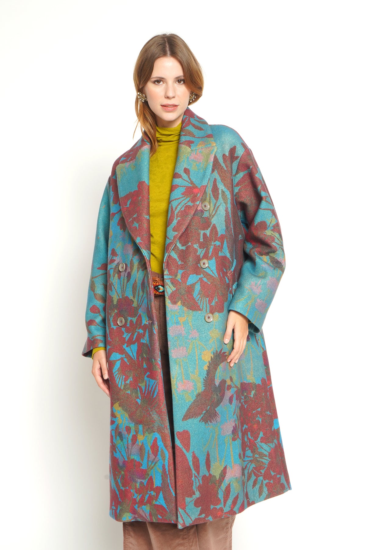 Cappotto azzurro a fiori