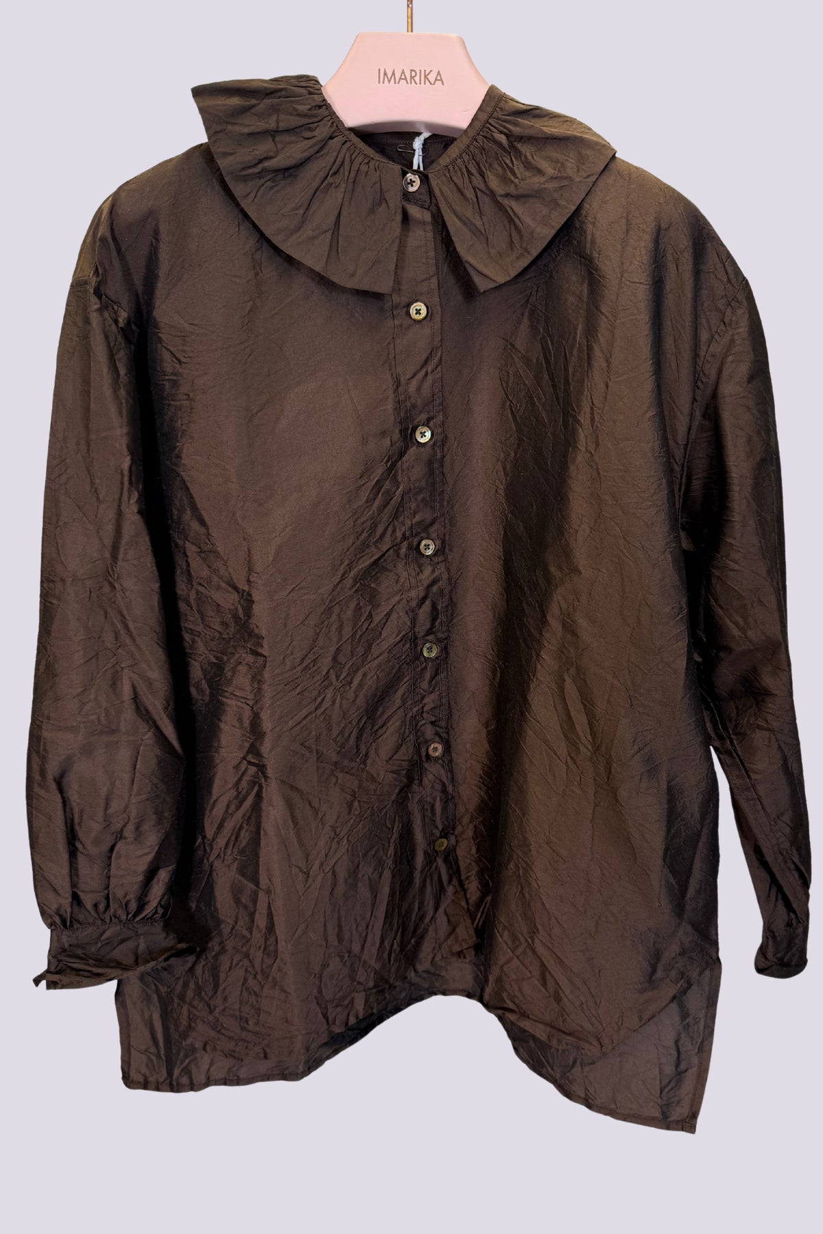 Camicia in seta marrone