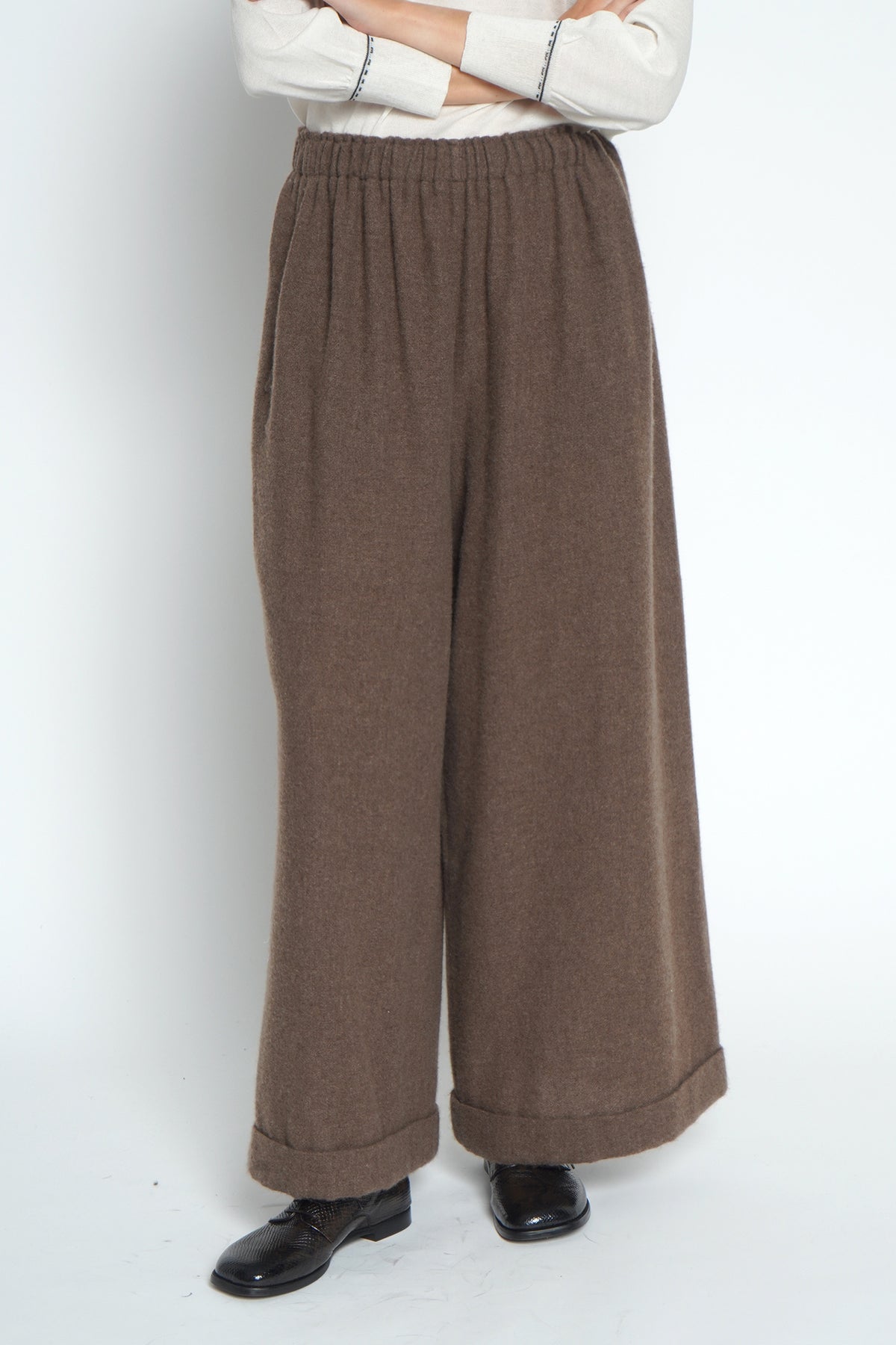 Pantaloni beige in cachemire