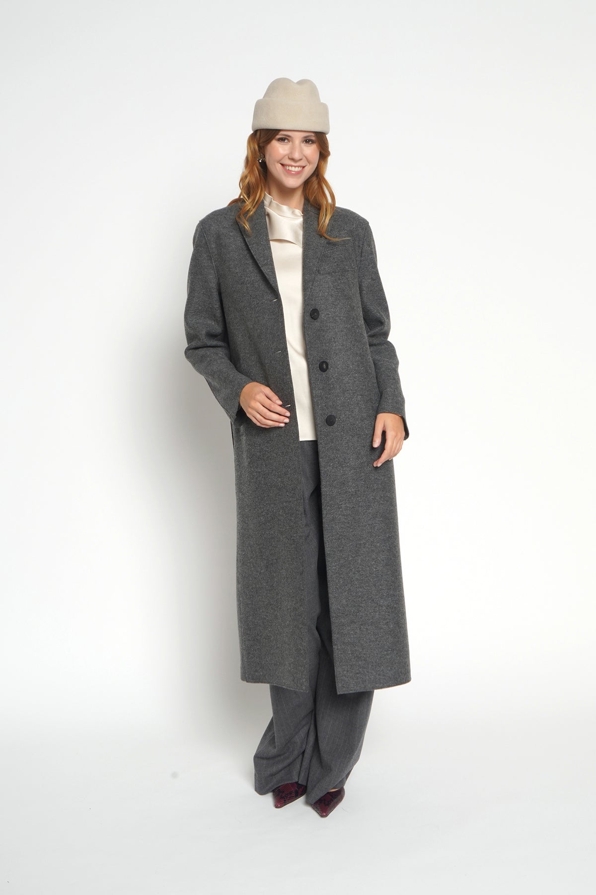 Cappotto lungo monopetto grigio