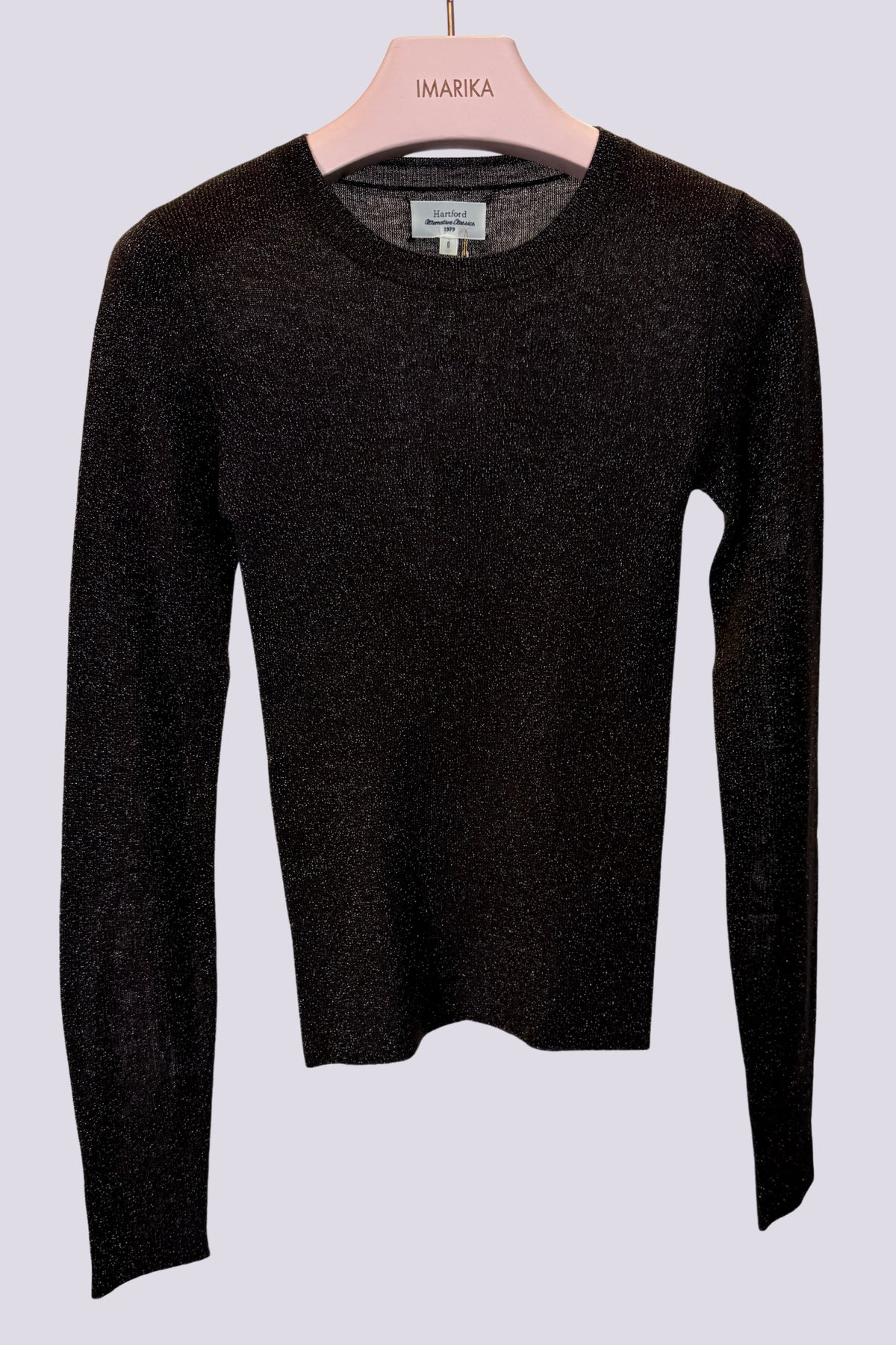 Girocollo in lurex marrone