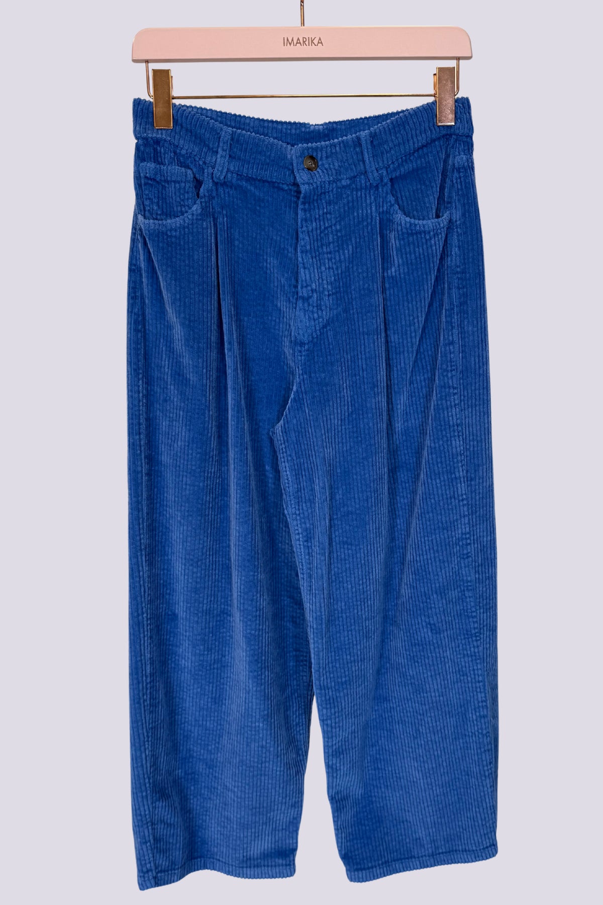 Pantaloni in velluto azzurro
