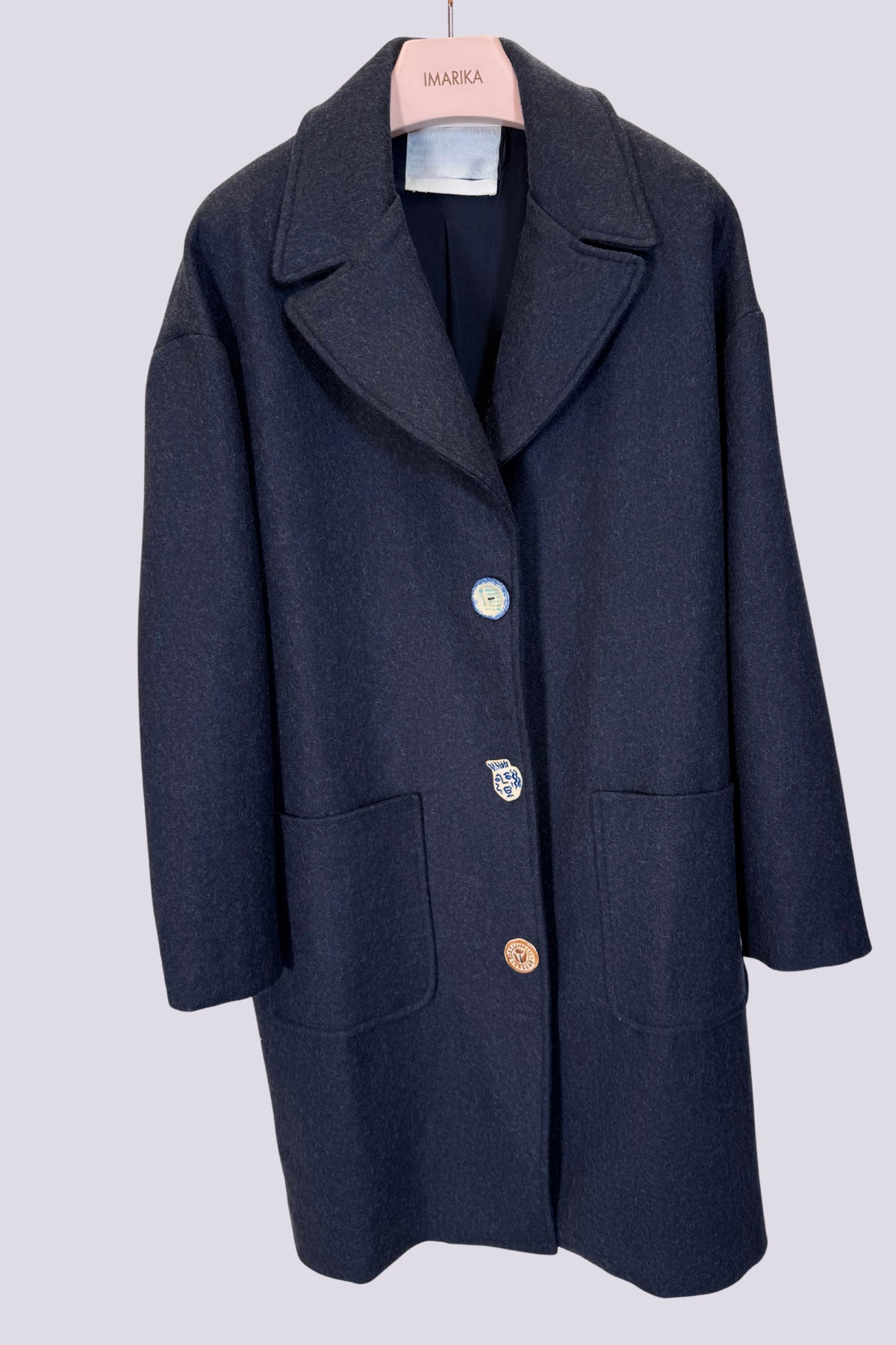 Cappotto blu bottoni in ceramica