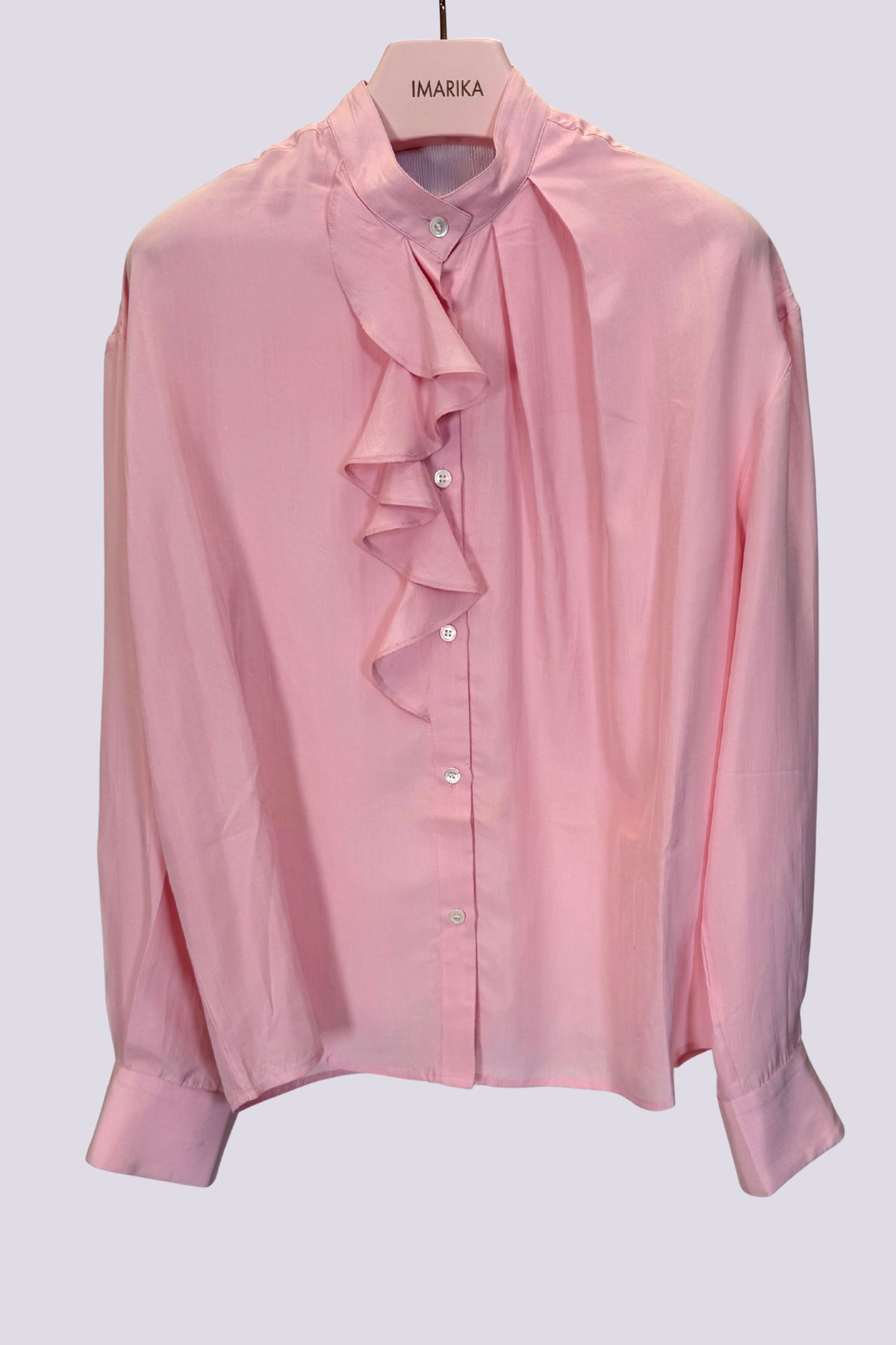 Camicia rosa con volant