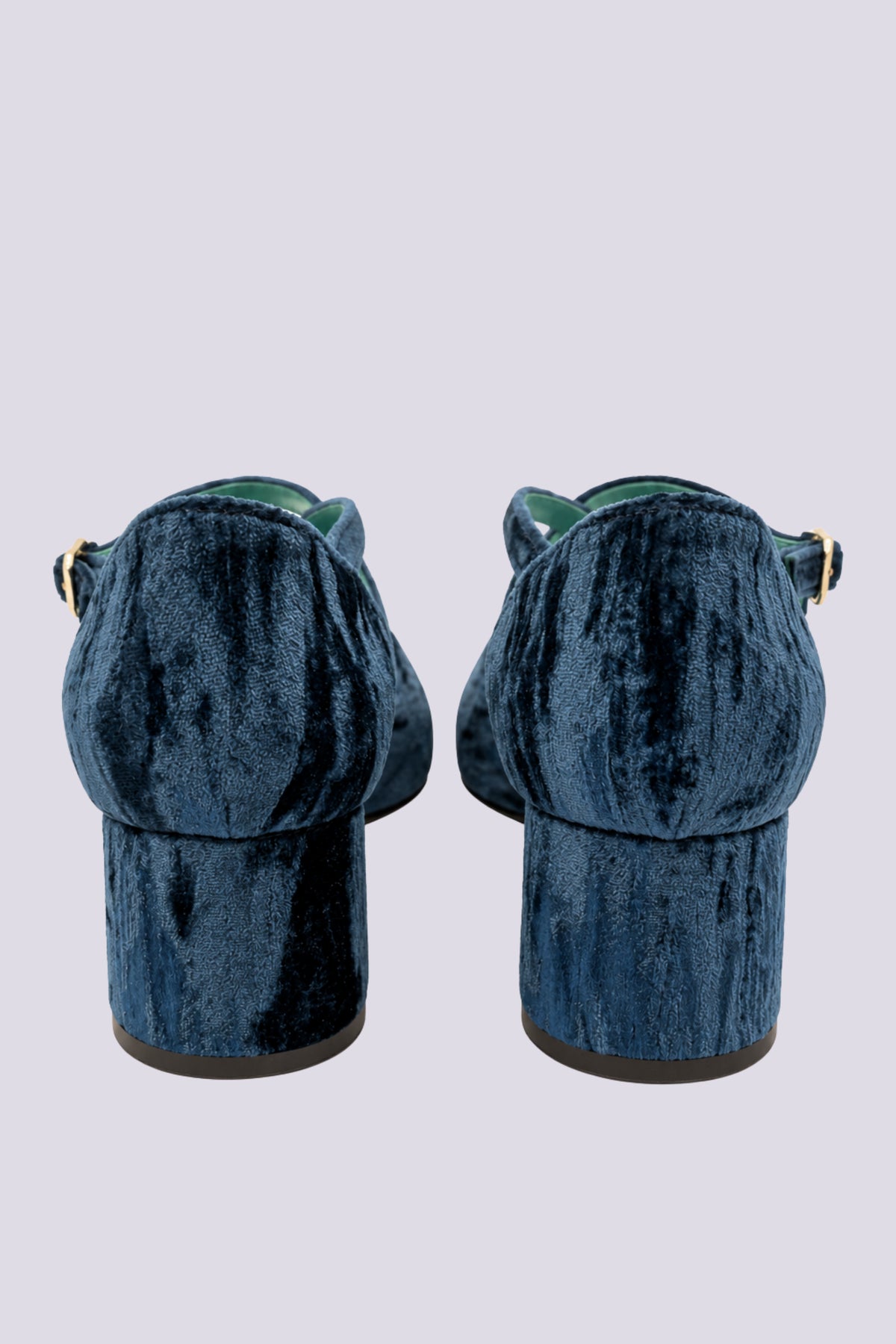 Scarpa con tacco velluto blu