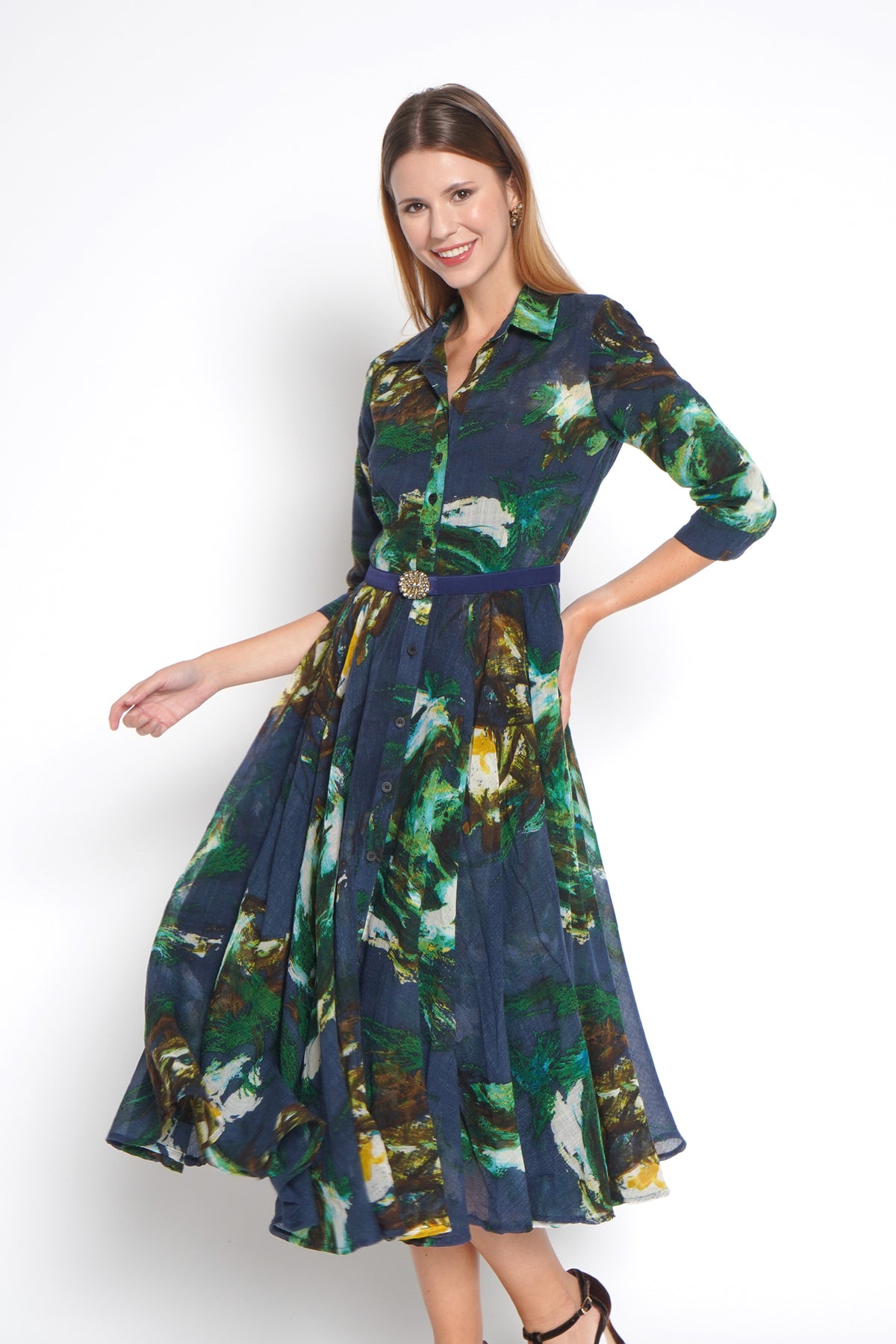 Abito Aster blu e verde