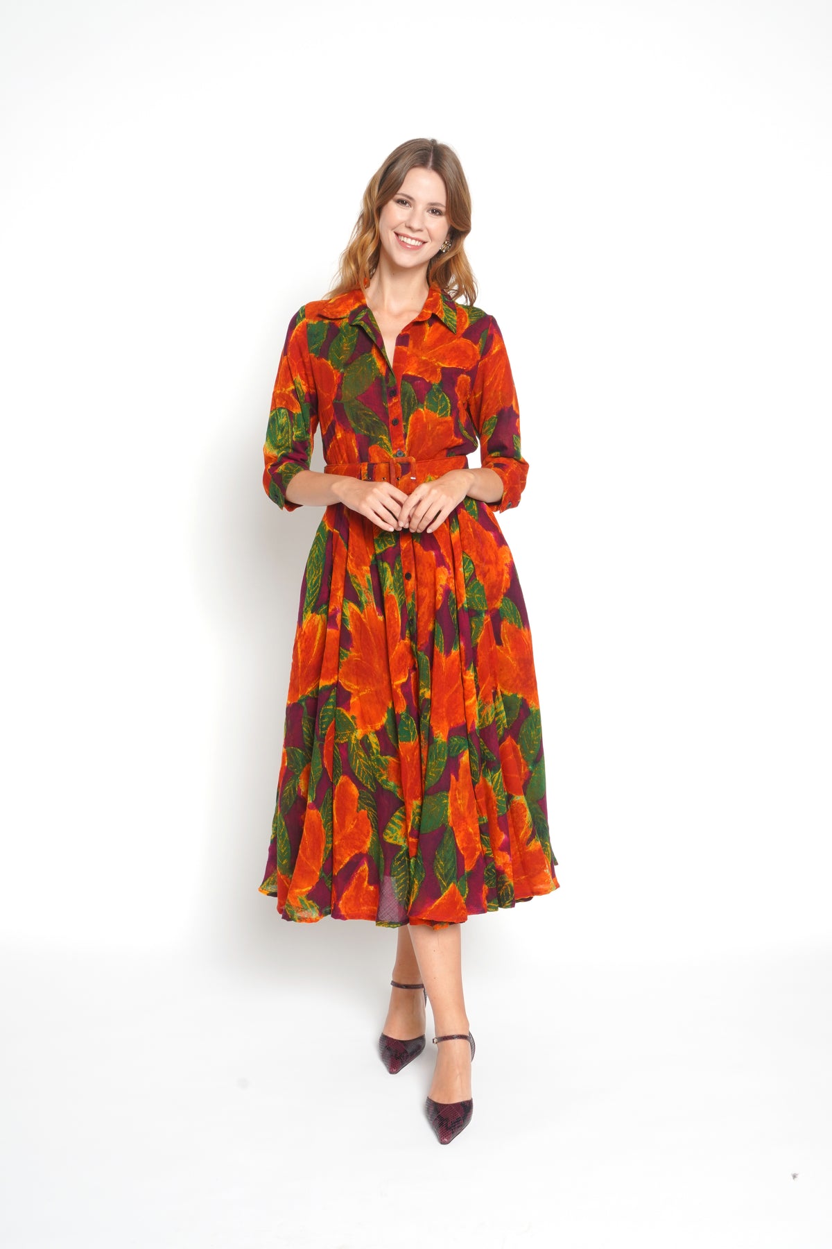 Abito Aster fiori arancio