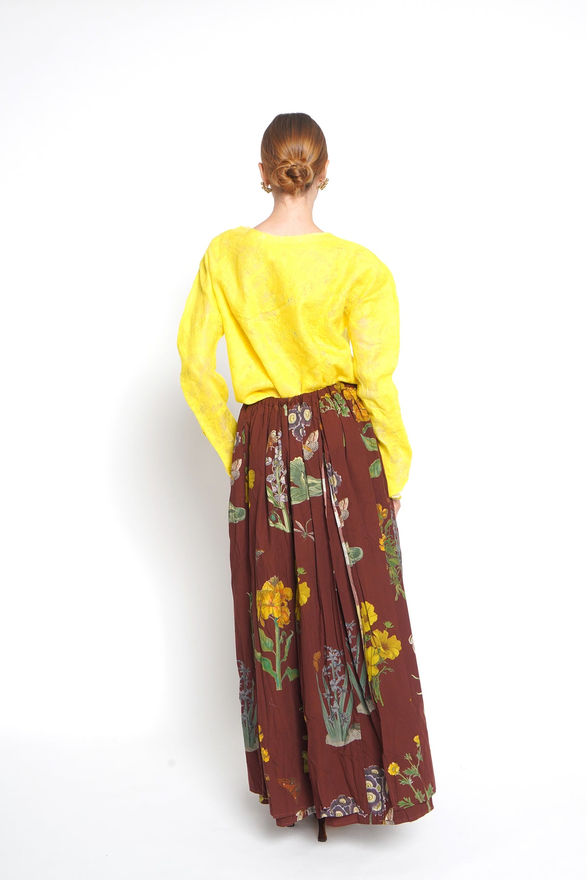 Blusa in organza e lana giallo