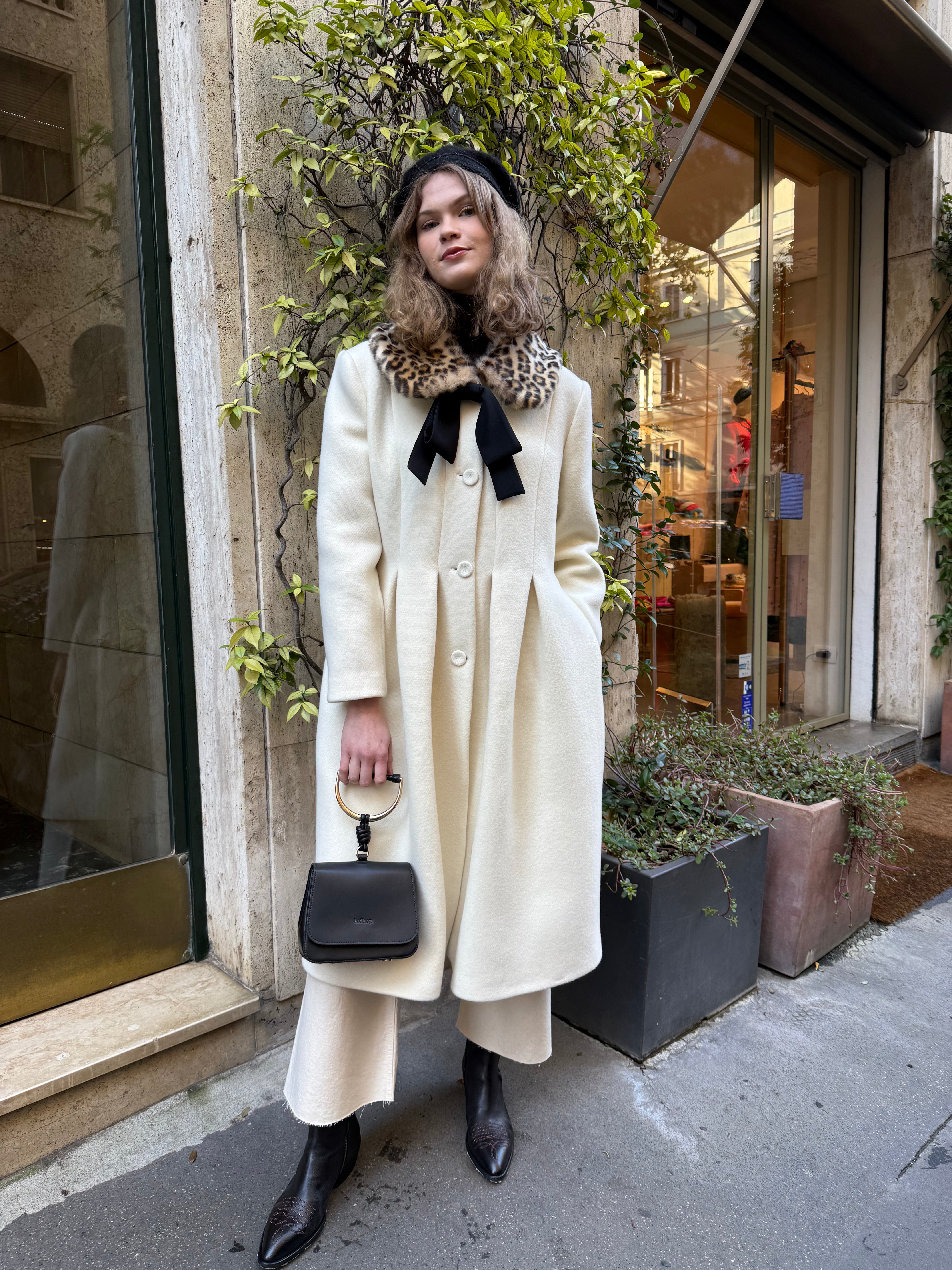 Cappotto collo in pelliccia