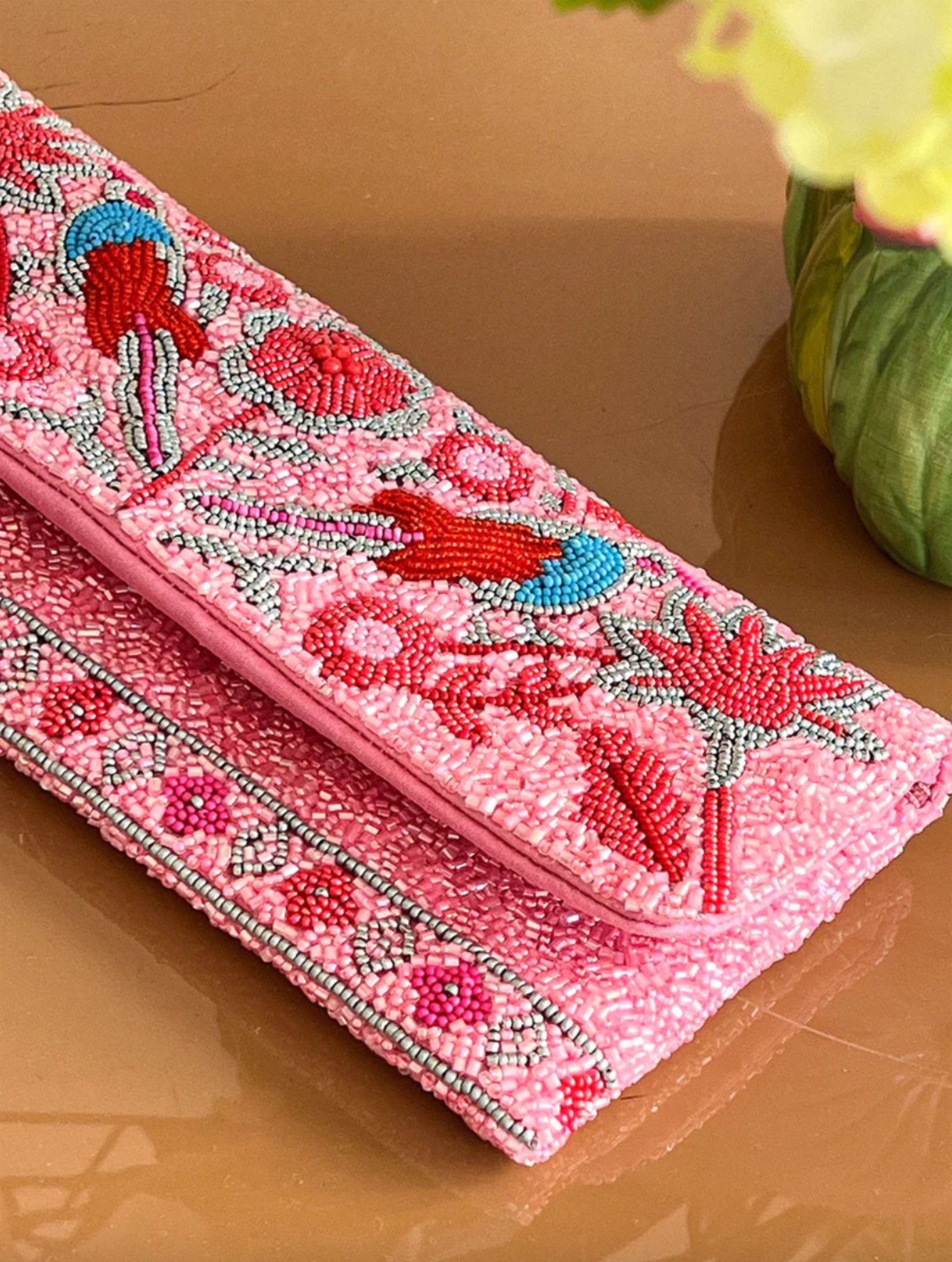 Clutch perline rosa