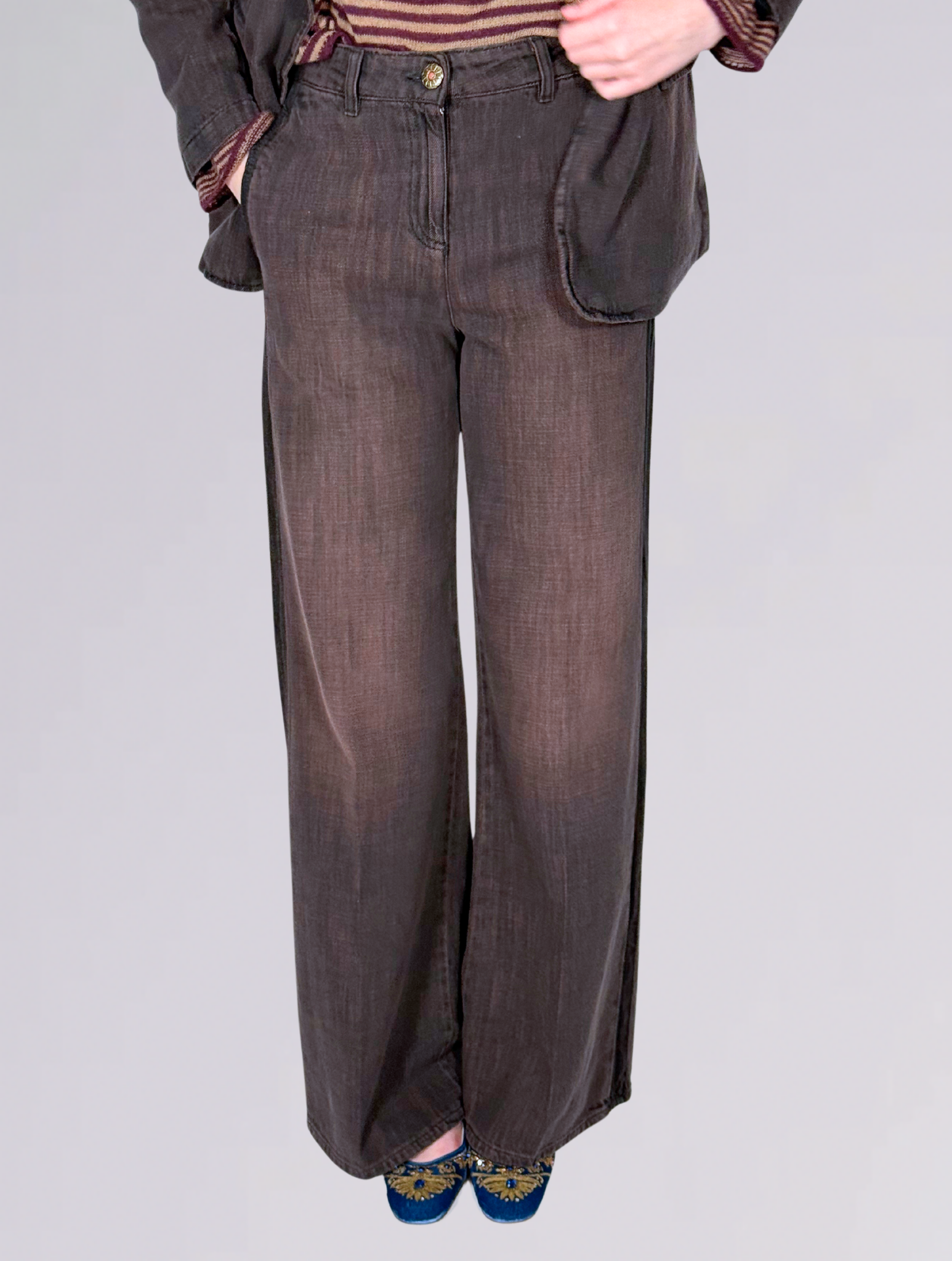 Jeans palazzo FLAIRE SMOKINGMARRONE shaft