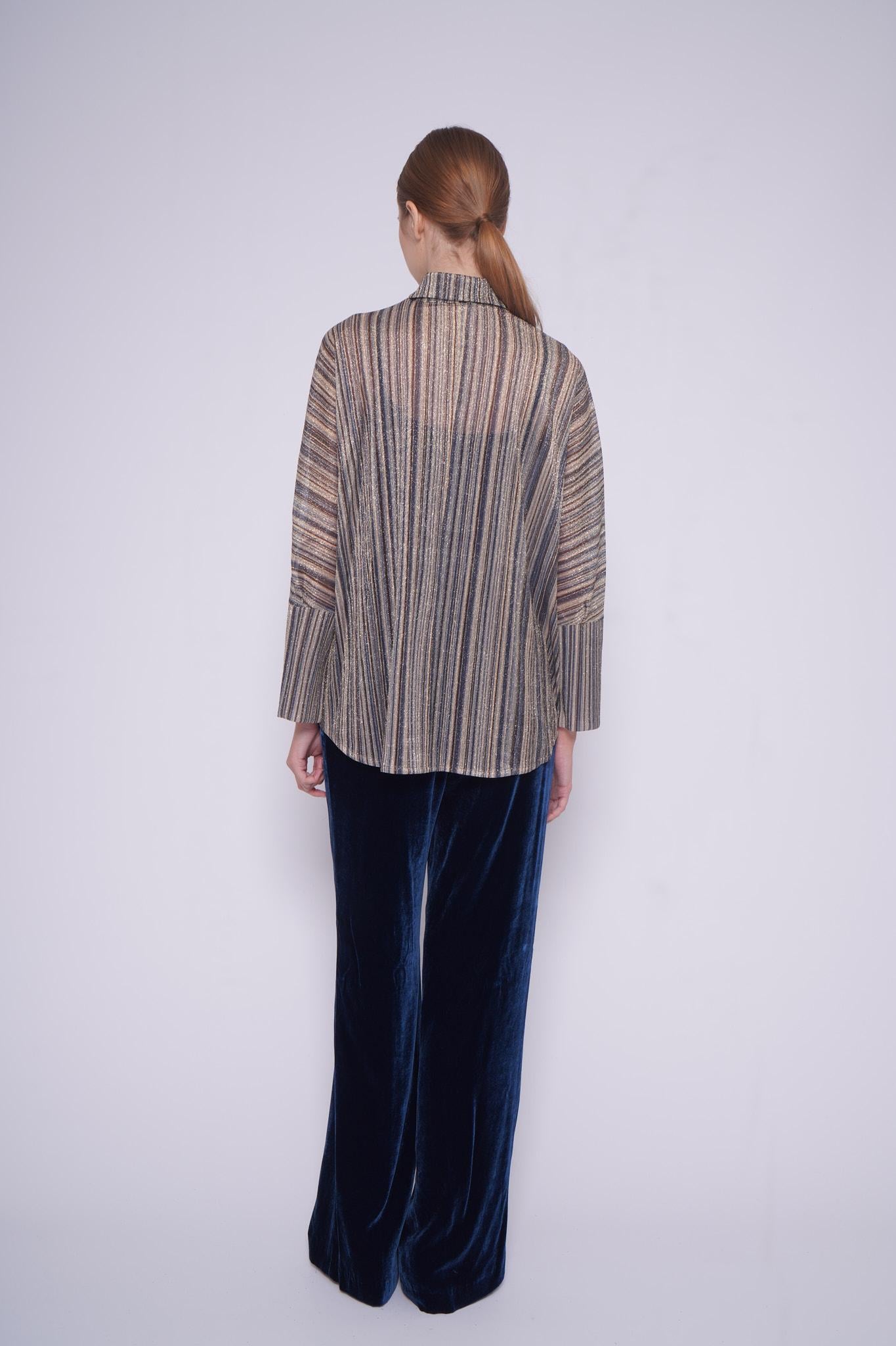 Camicia lurex PLEATS BAMBOLA 1260RIGHE MULTI BEIGE siyu