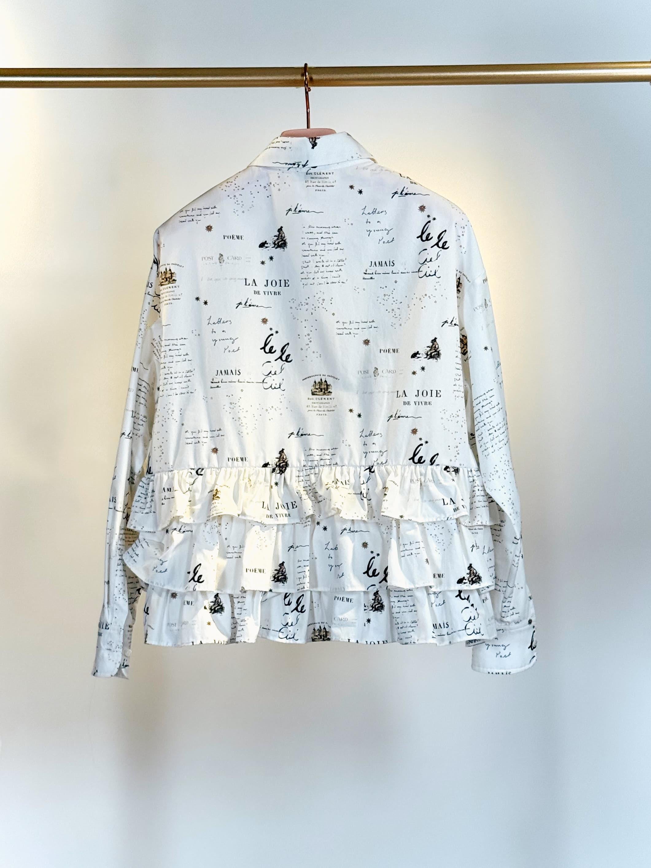 Camicia con volant DINA 25192WORDS MULTI LATTE FRIDA ZAZOU