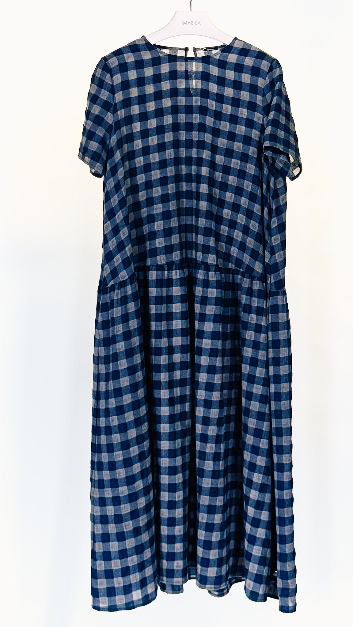 Abito oversize P1649QUADRI BLUBEIGE Apuntob