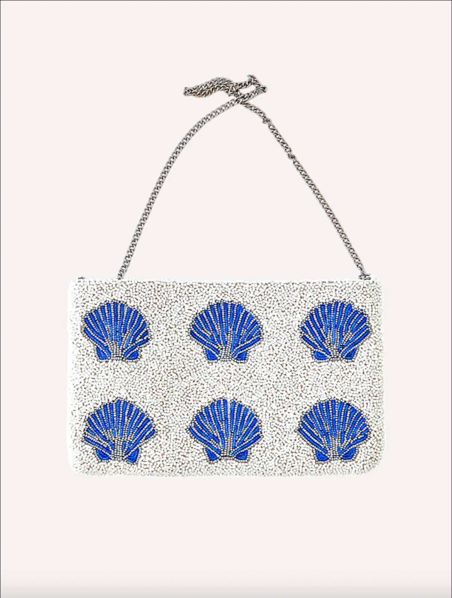 Pouch di perline con conchiglie blu