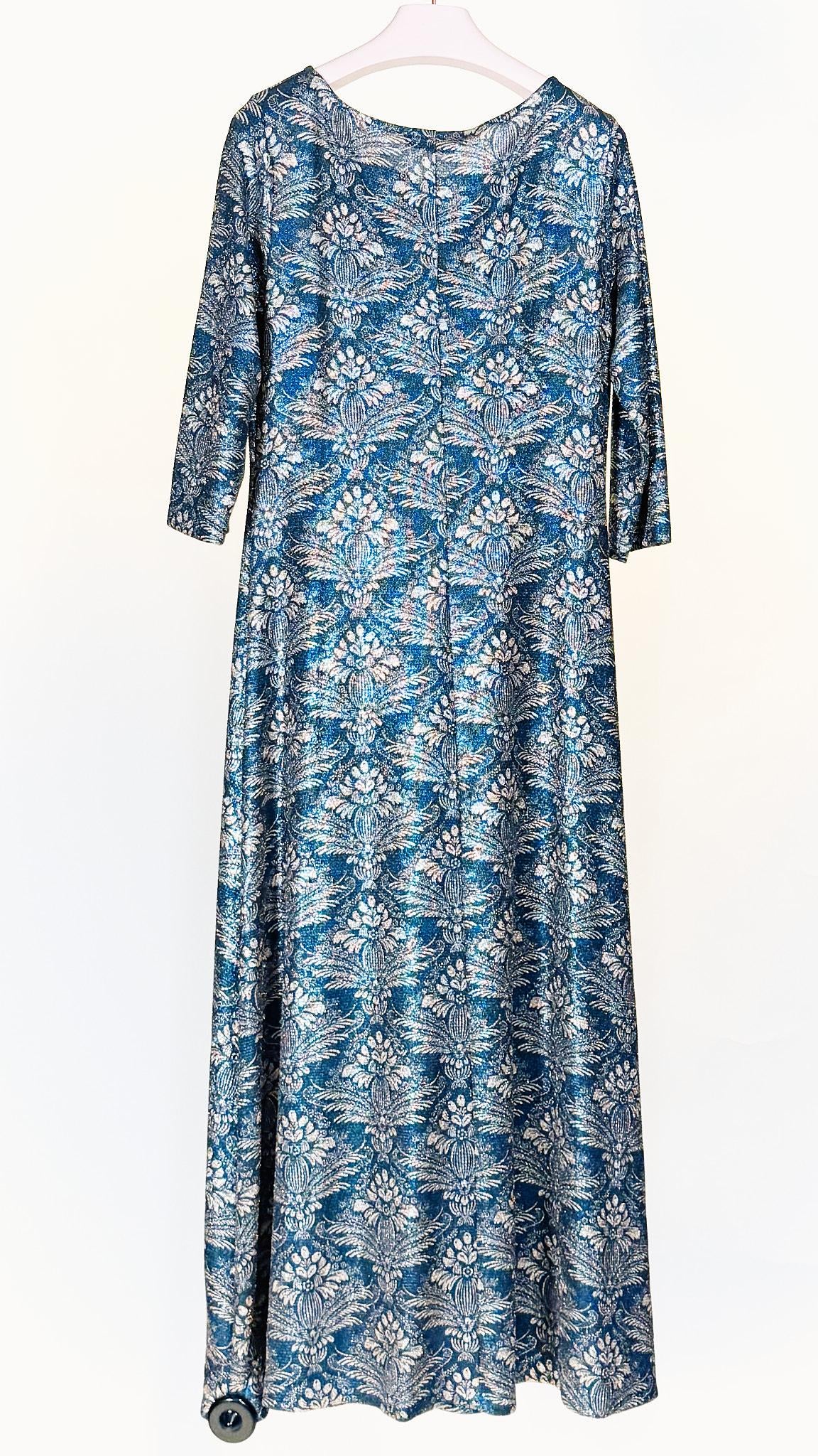 Abito lungo BOECIO 1203LAME BLU ORO siyu