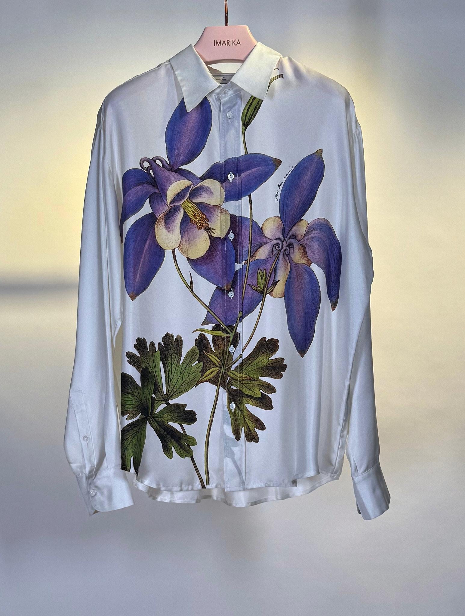 Camicia in seta con fiori 516351FIORI SETA BIANCO Pierre-Louis Mascia