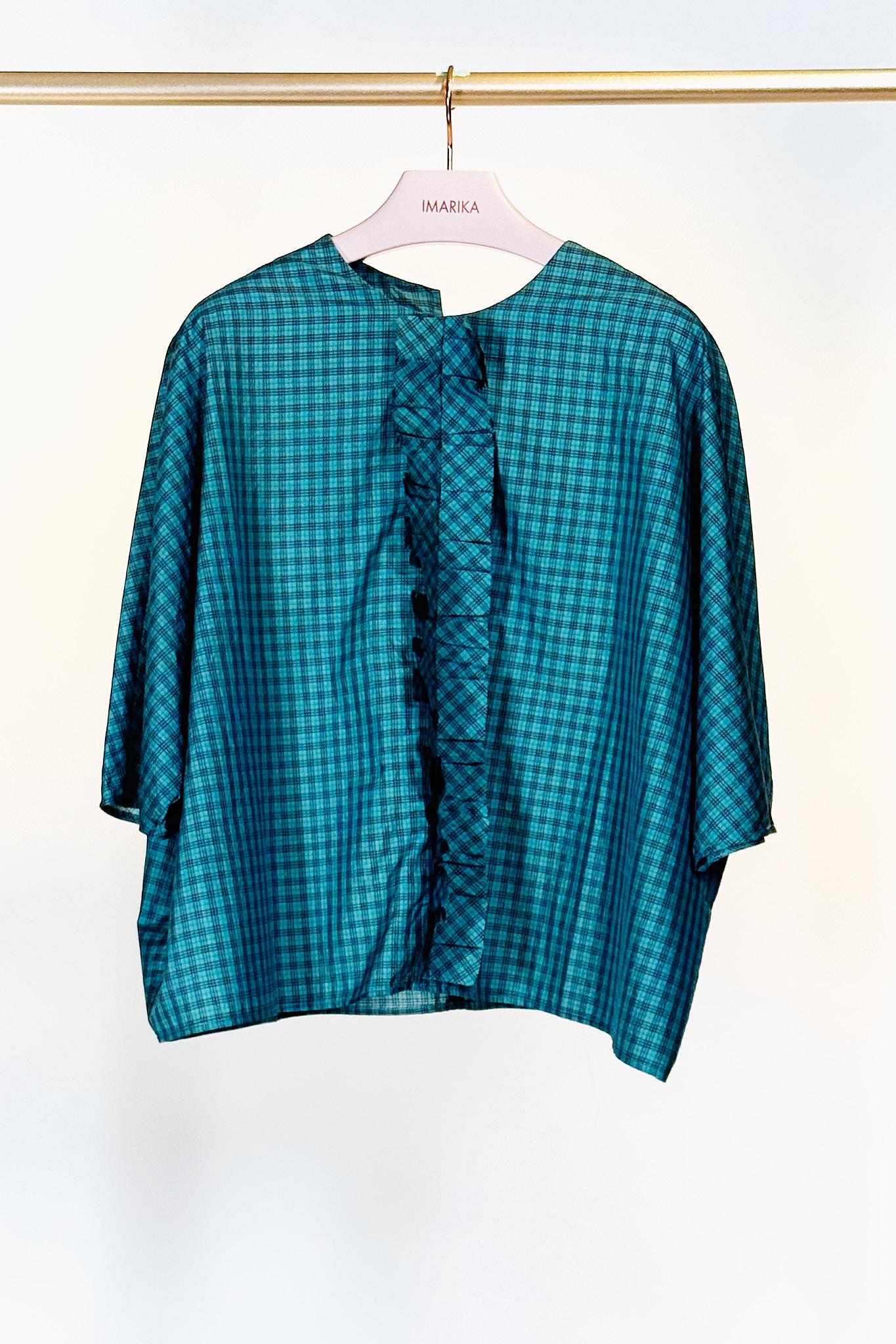 Top con rouches P1983AZZURRO Apuntob