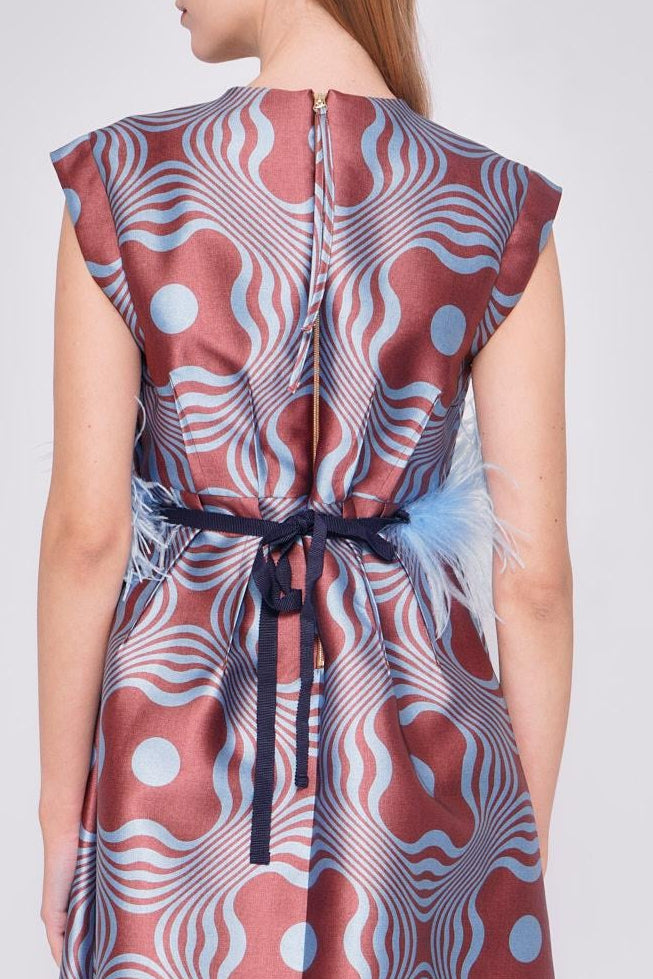 Cintura con nastro e piume azzurre 62110PIUME AZZURRO ODEEH