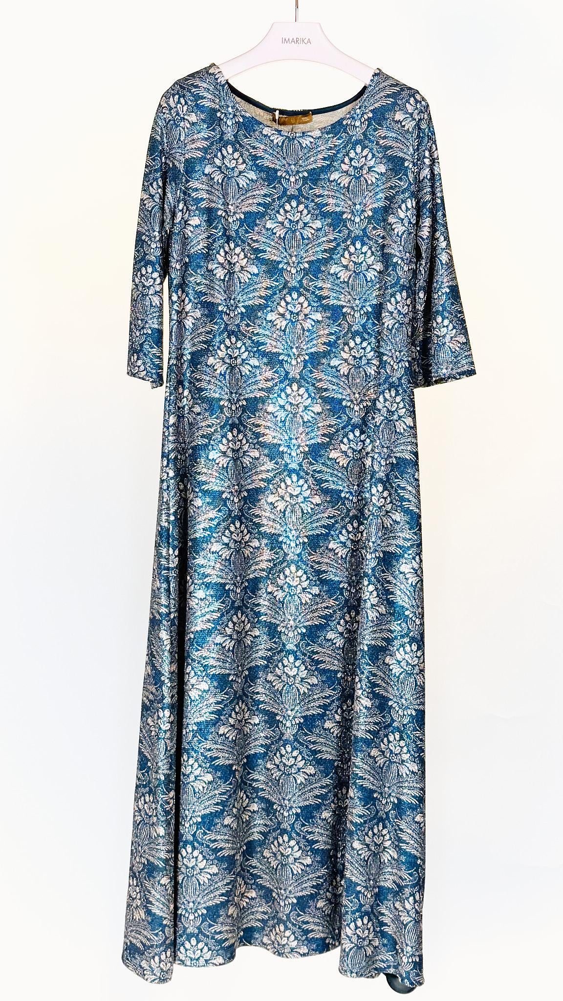 Abito lungo BOECIO 1203LAME BLU ORO siyu