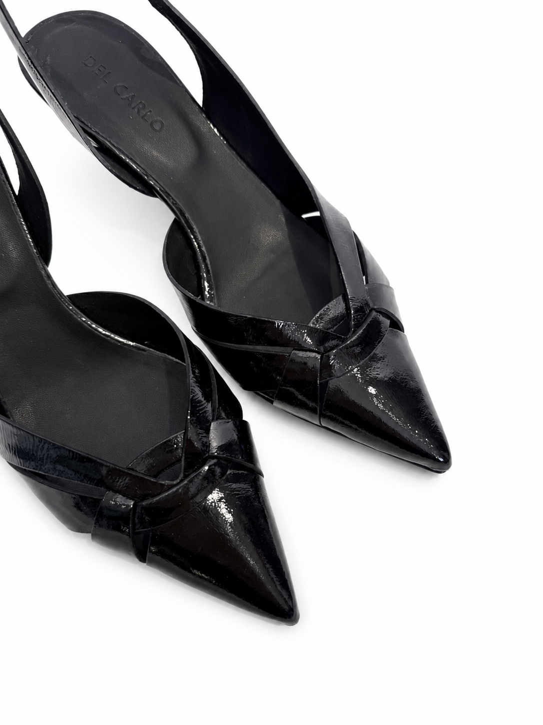Slingback a punta in vernice nera