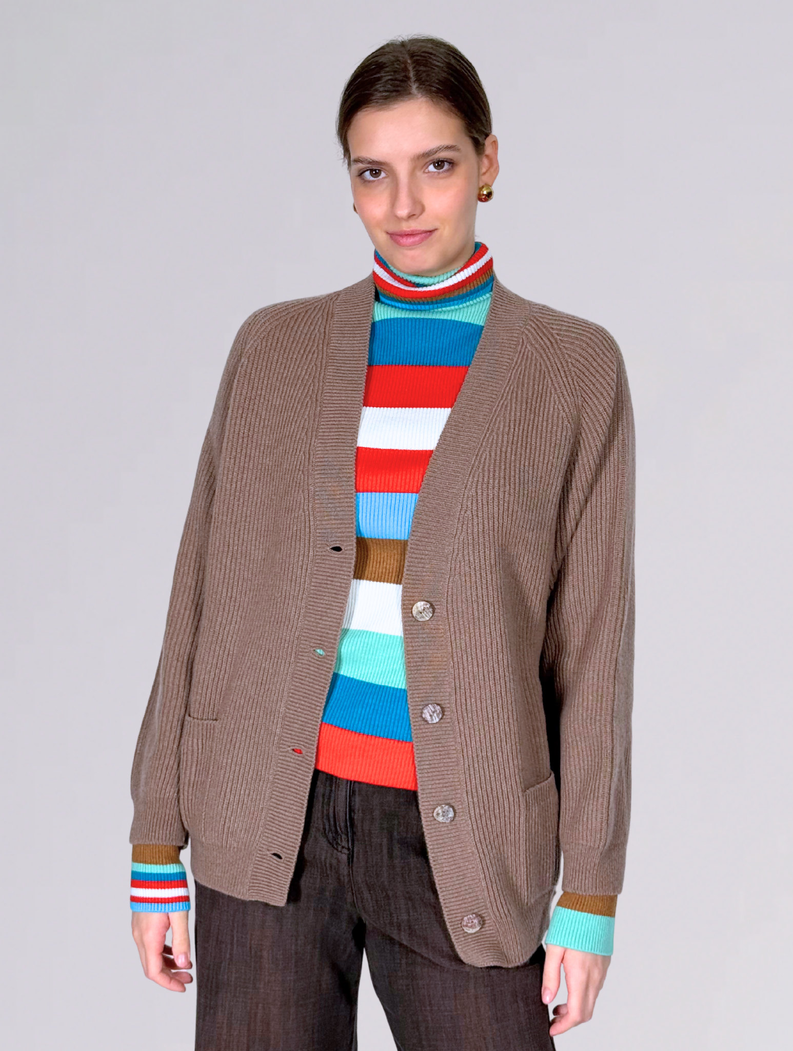 Cardigan cashmere 2620CARDIGAN MARRONE KALIA