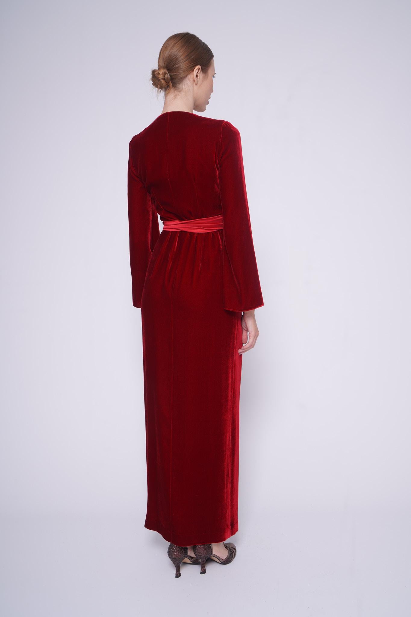 Abito in velluto AB6079-VROSSO Sartoria 74