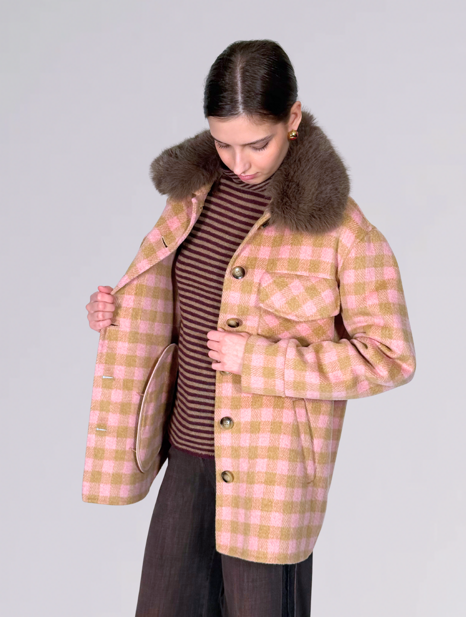 Giacca a quadri 26 PRAGUEQUADRI MARRON ROSA Ava Adore