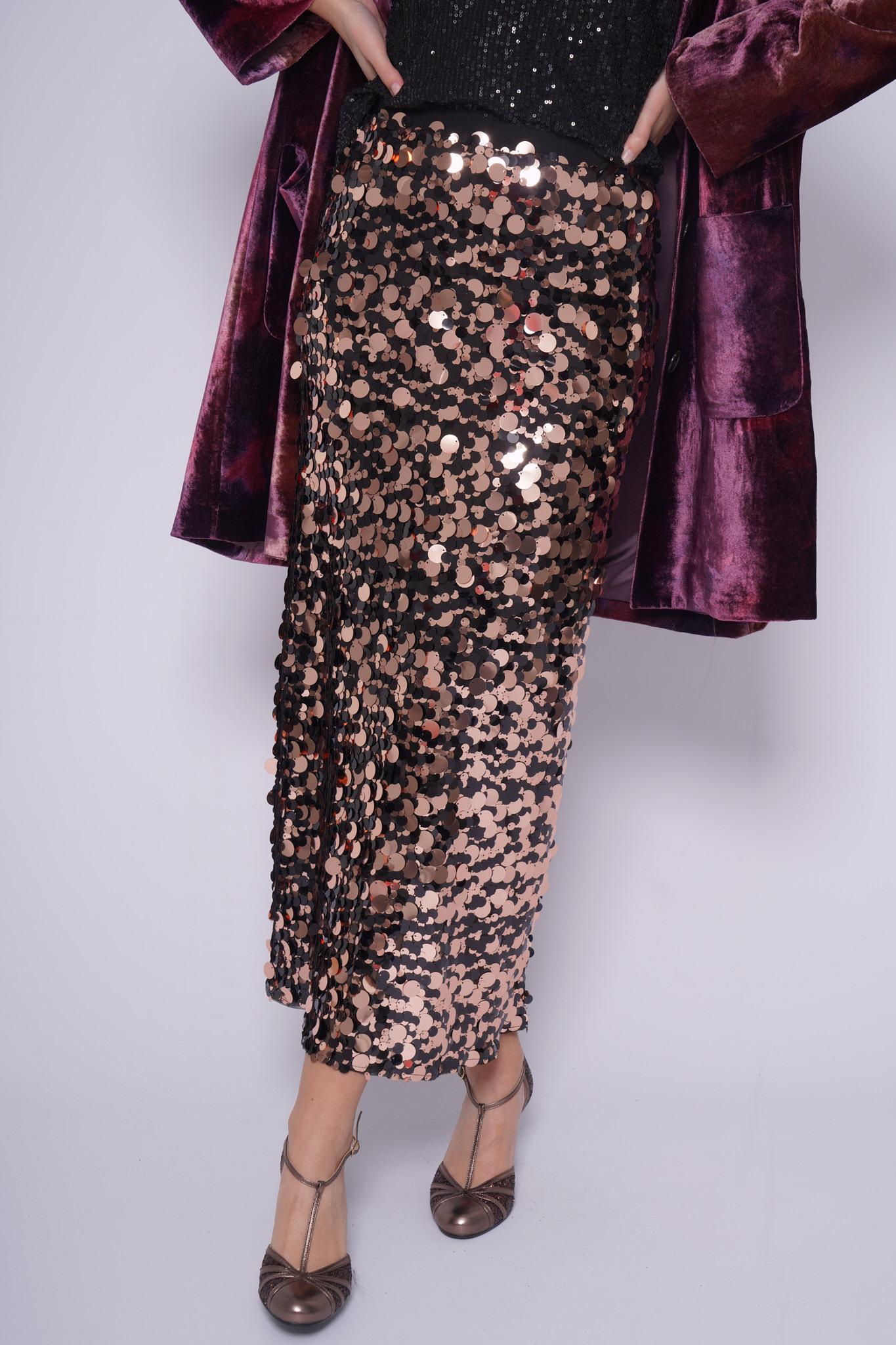 Gonna paillettes 11914PAILLETTES MARRONE PINK MEMORIES