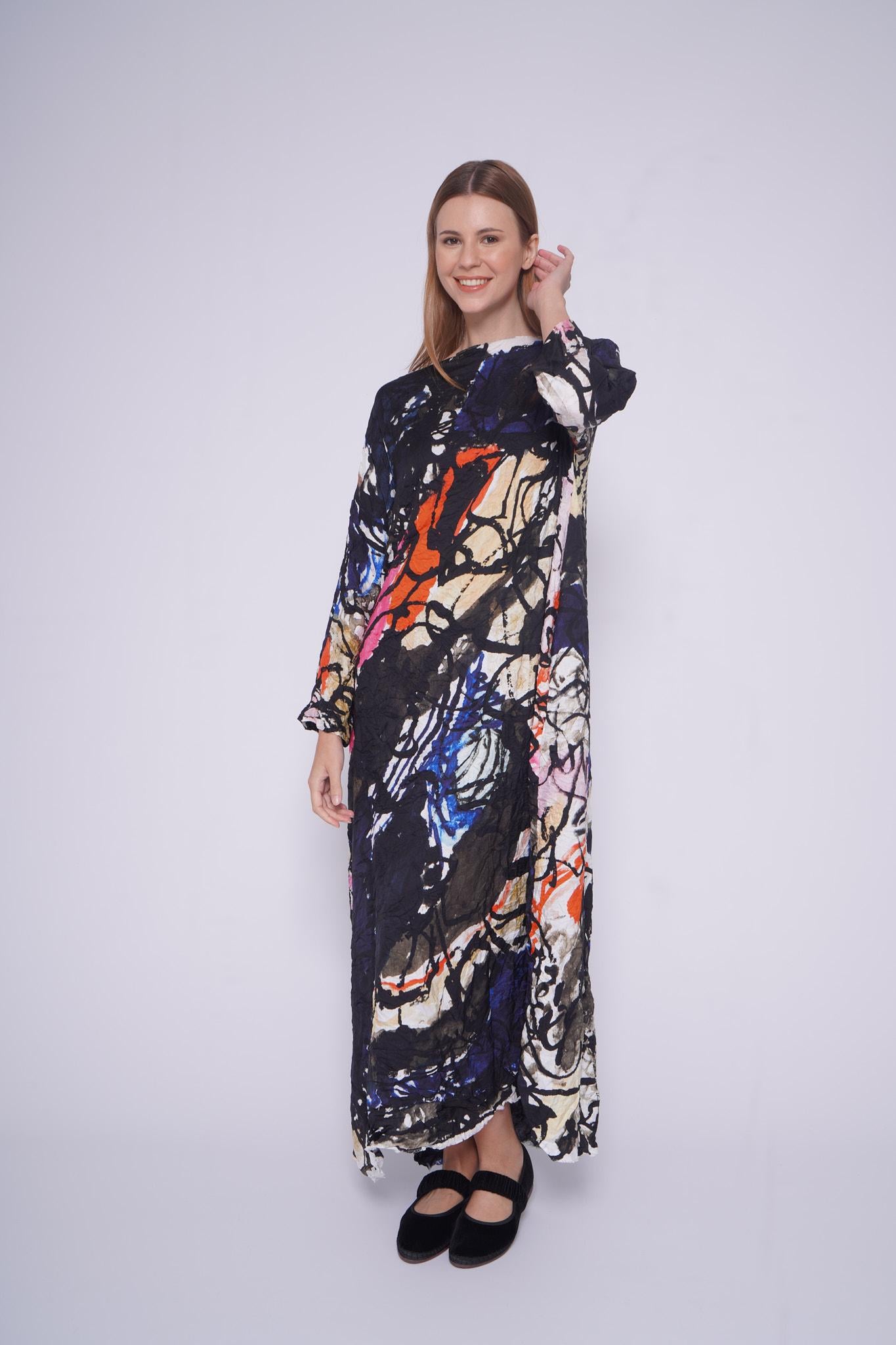 Abito seta fantasia A49664SETA NERO Daniela gregis