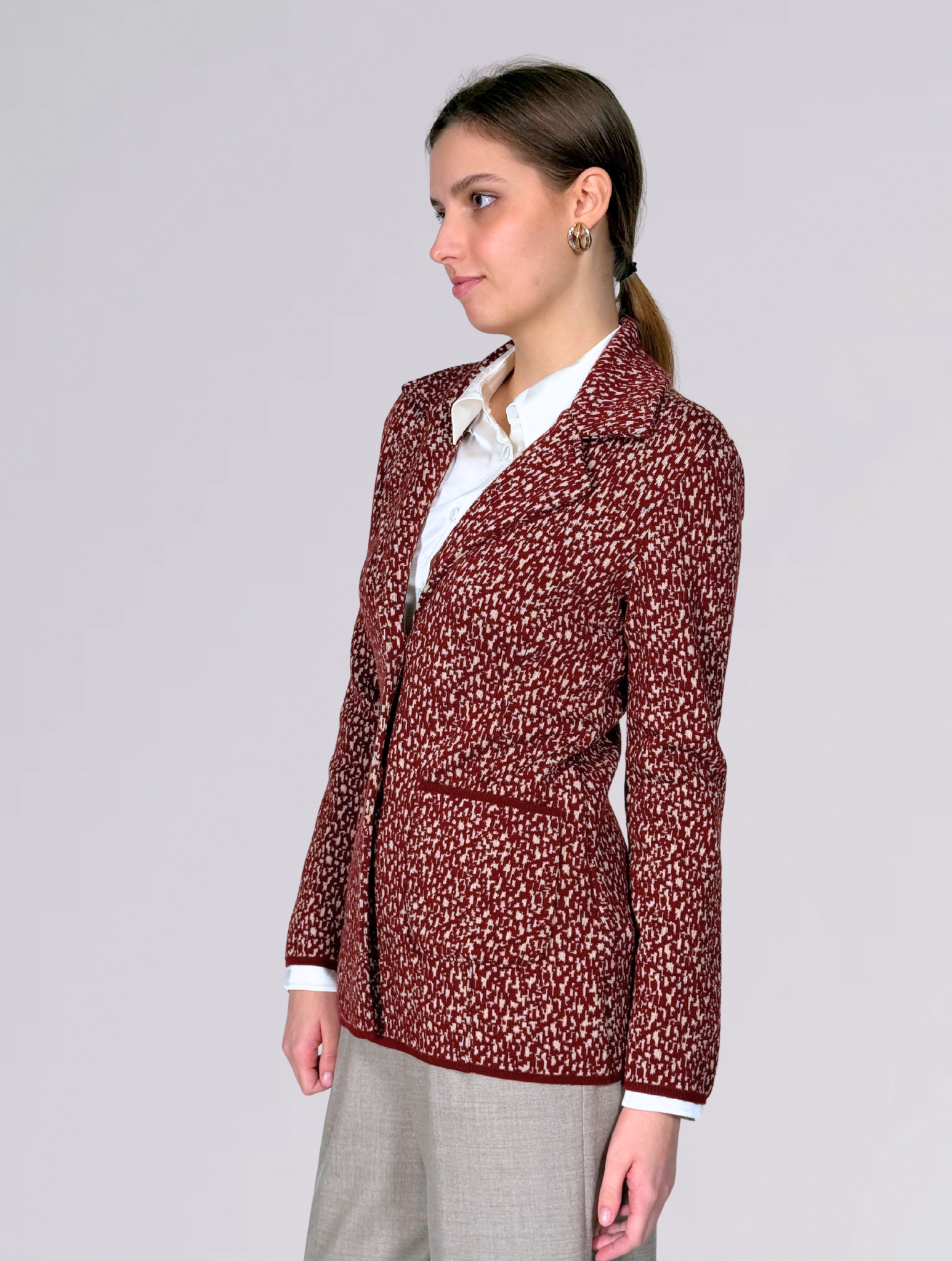 Blazer in maglia KTOTEM 57LANA BURGUNDY BEIGE siyu