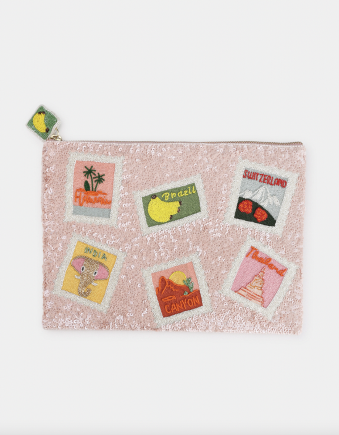 Pochette con paillettes rosa