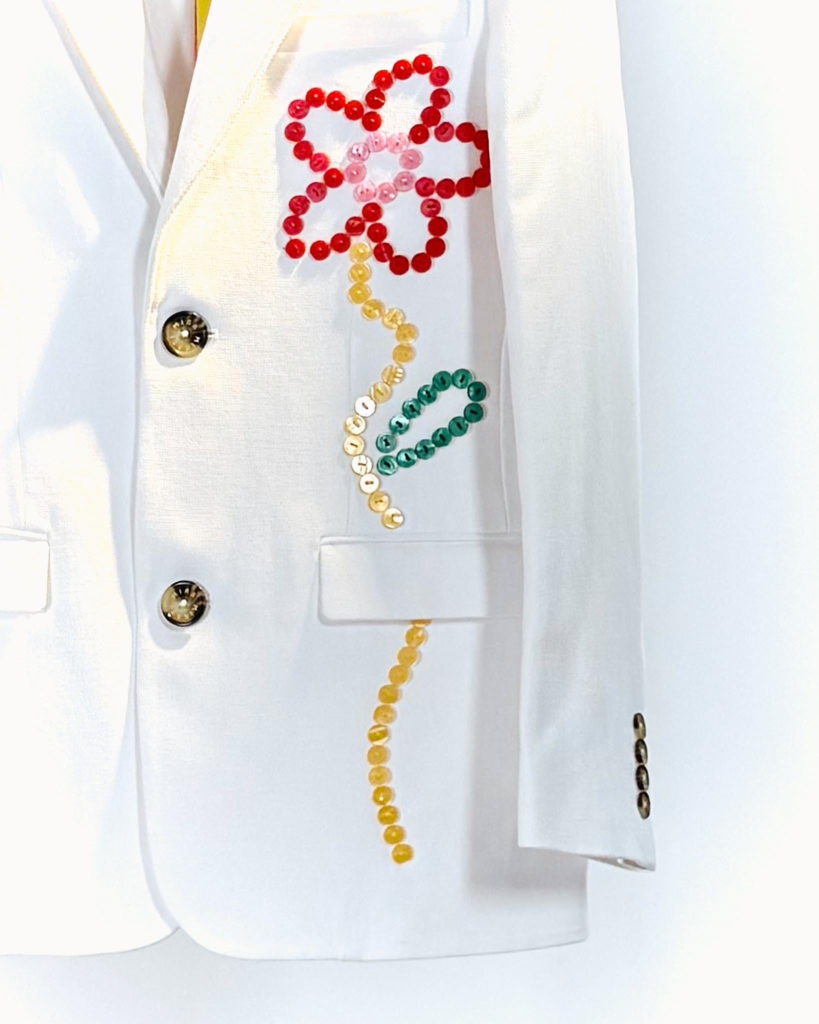 Blazer con ricami JAC017BFIORE BIANCO MIRA MIKATI