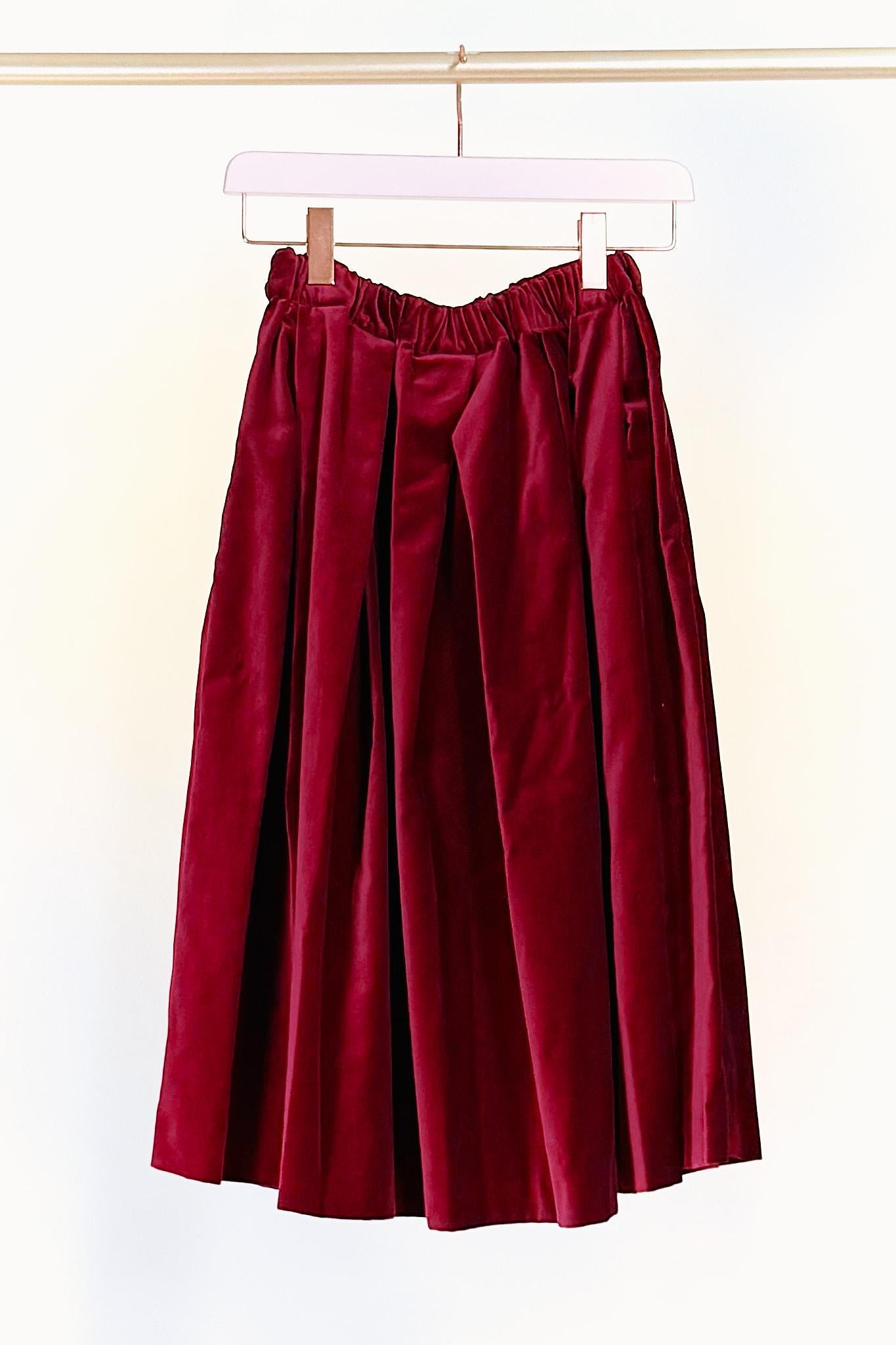 Gonna a pieghe RP-S015VELLUTO BORDEAUX Comme des Garcons