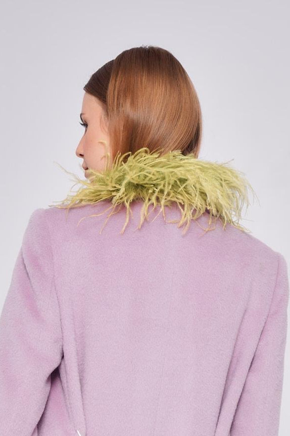 Cintura con nastro e piume verdi 62110PIUME LIME ODEEH