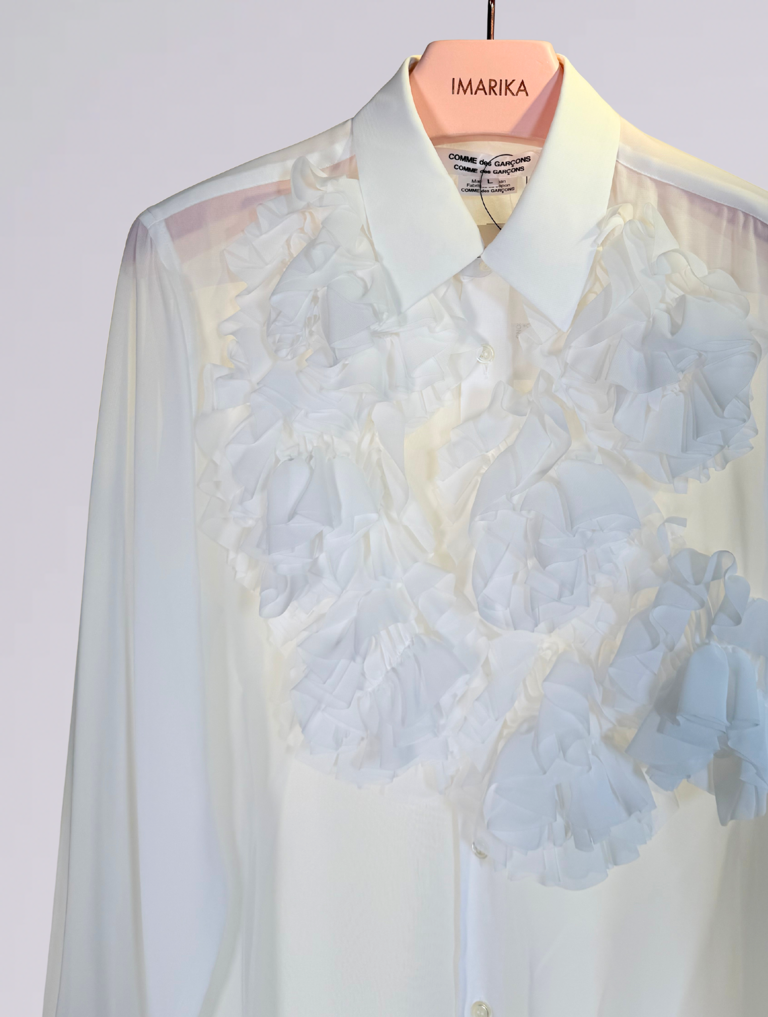 camicia trasparente con rose