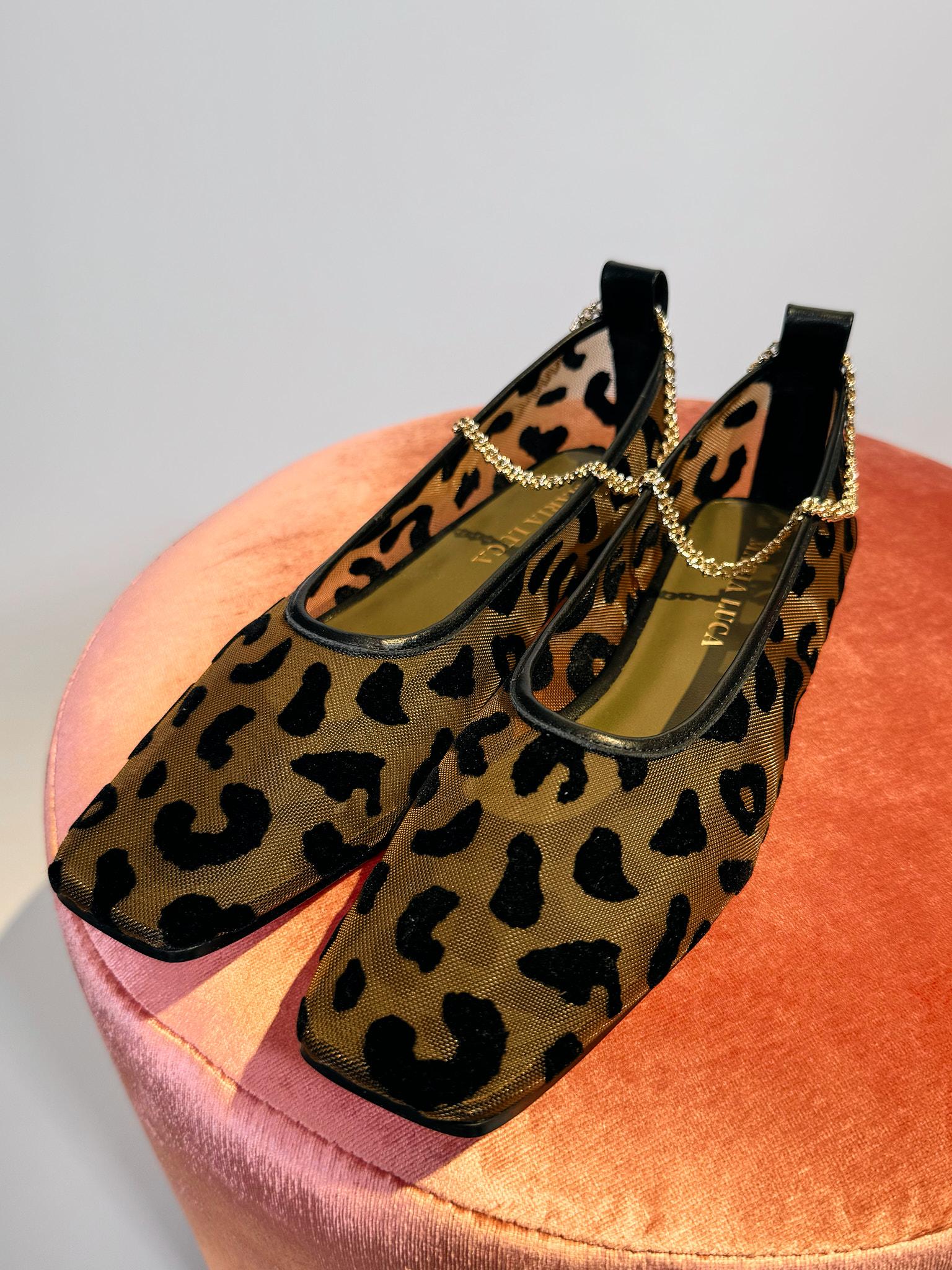 Ballerine Mesh Leopardate JAGUAR NET 533LEOPARD NERO MARIA LUCA