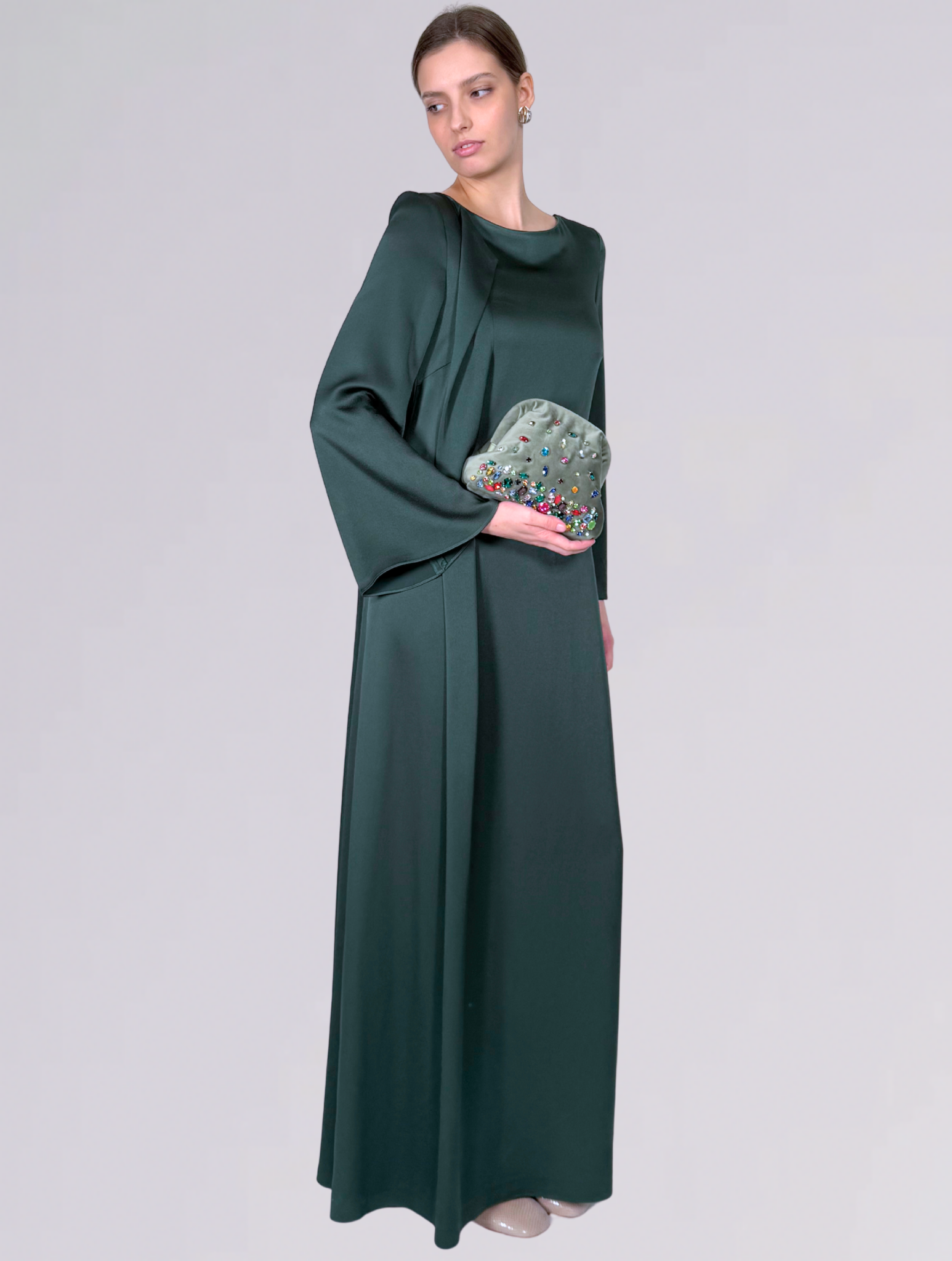 Abito lungo dritto AB502426VERDE Sartoria 74