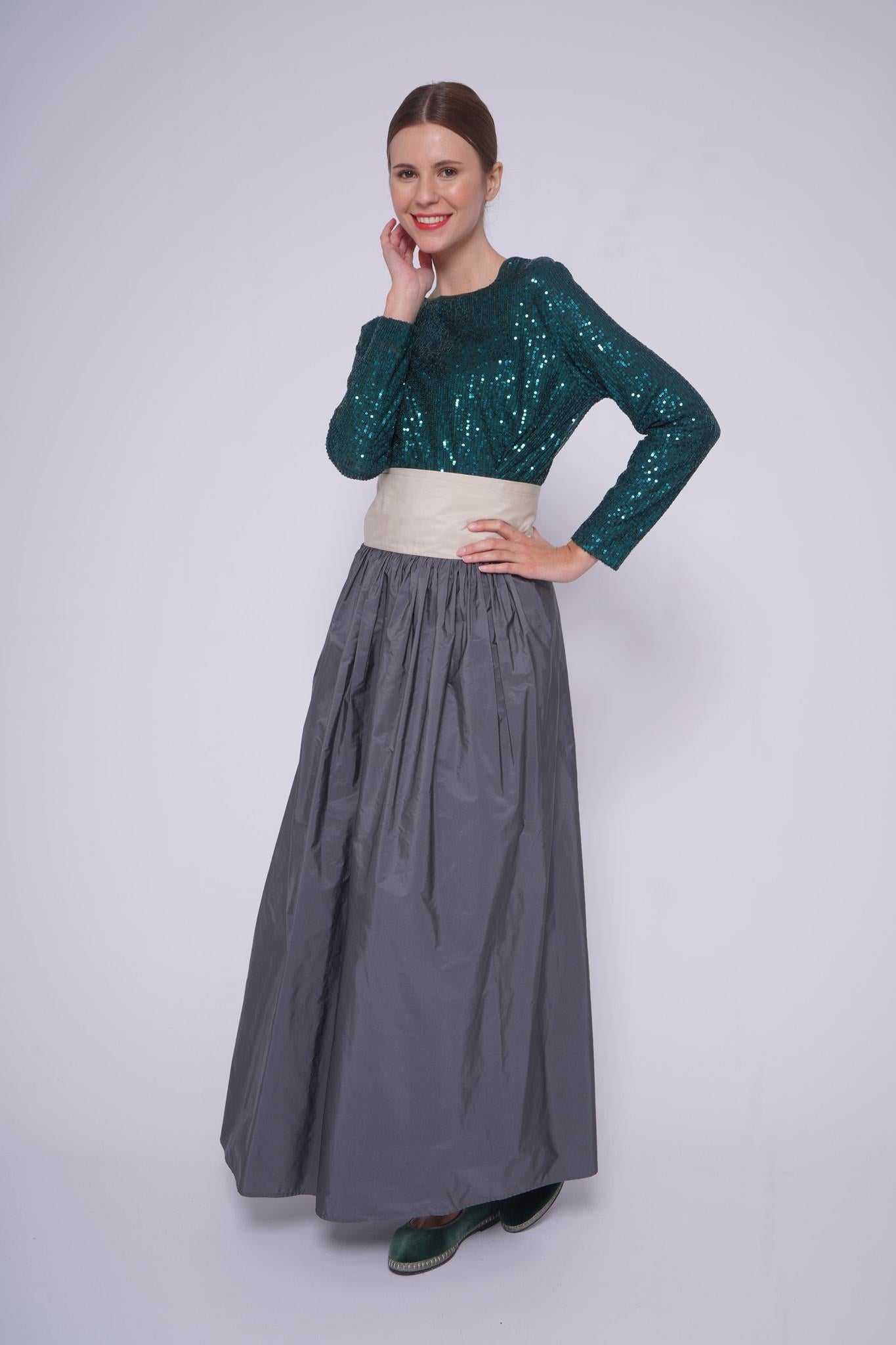 Gonna ampia BN161BICOLOR GRIGIO Co.Go