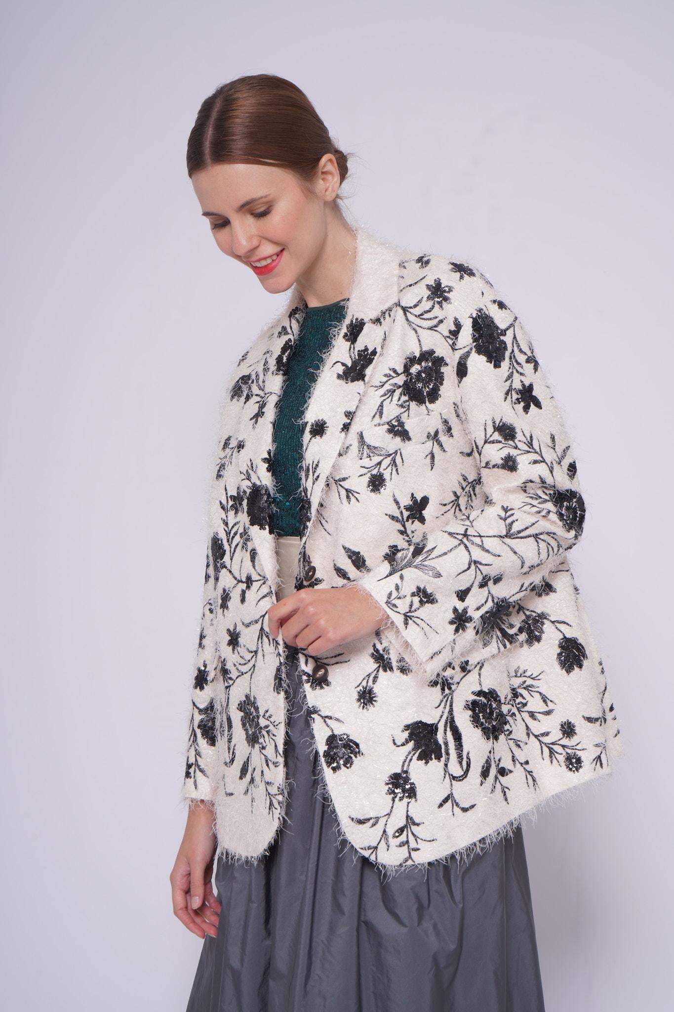 Giacca blazer oversize BG316FIORI BIANCO Co.Go