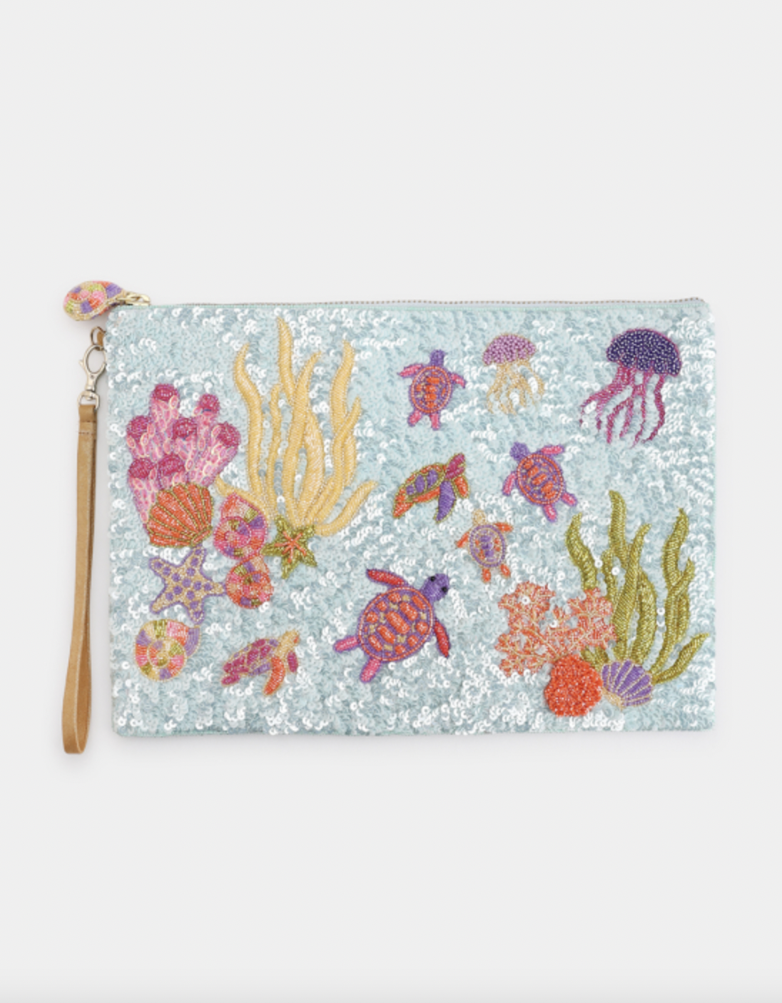 Pochette con paillettes azzurro