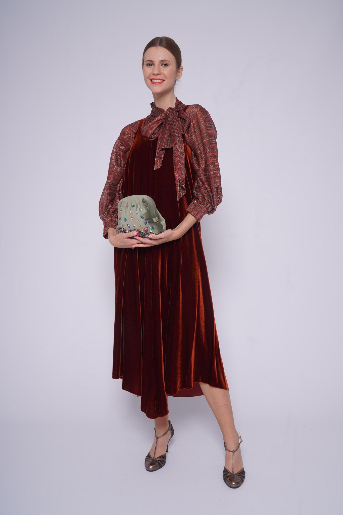 Abito velluto RUBYVELLUTO MARRONE MININA