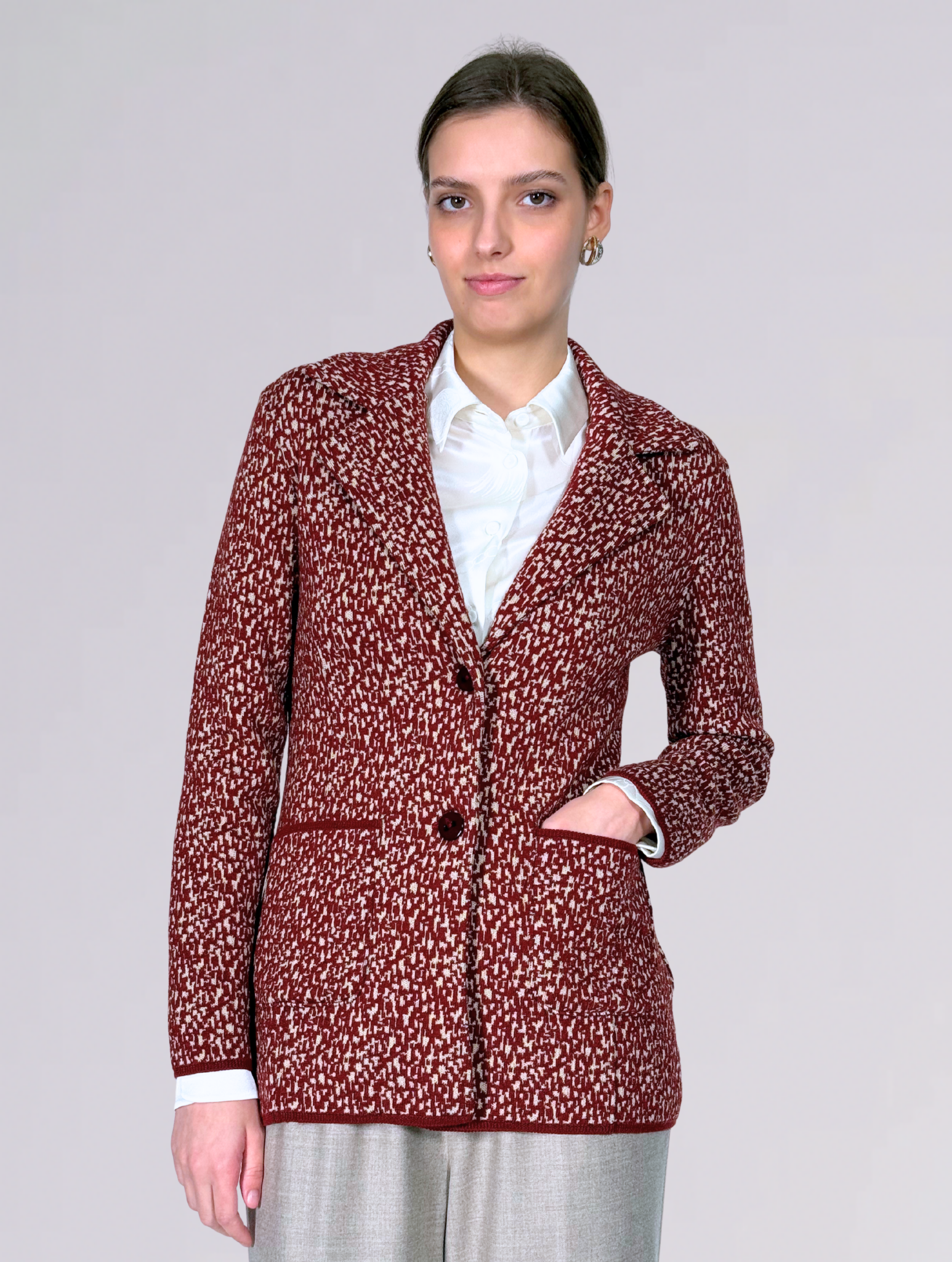 Blazer in maglia KTOTEM 57LANA BURGUNDY BEIGE siyu