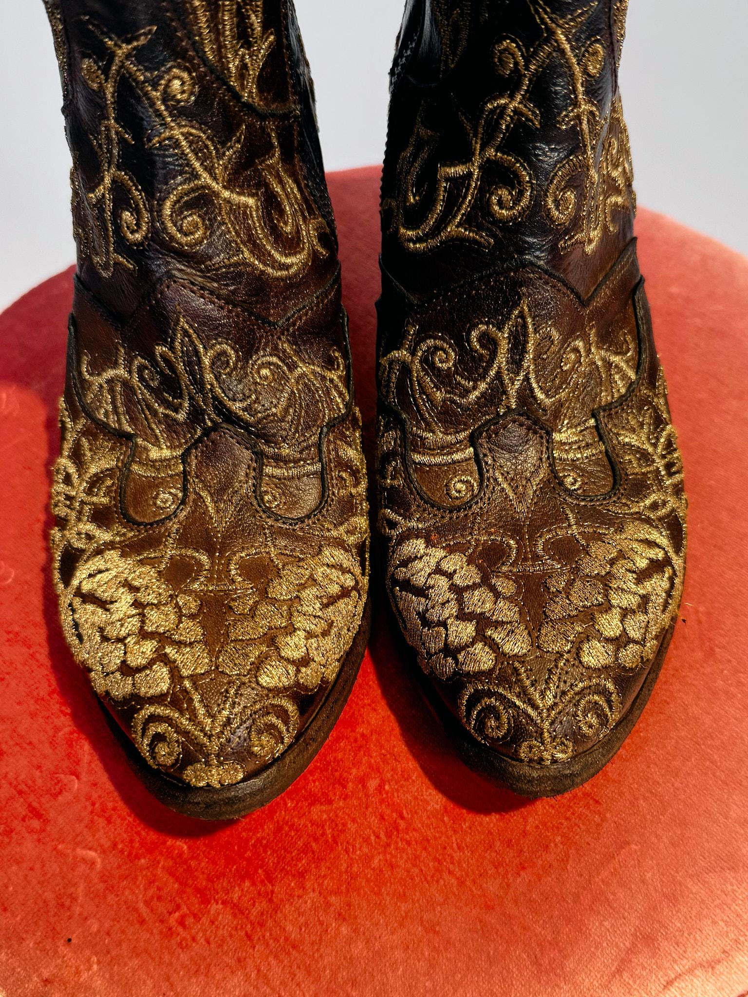 Stivali marroni con ricami oro 3917 IGNISRICAMI ORO MARRONE Fauzian Jeunesse