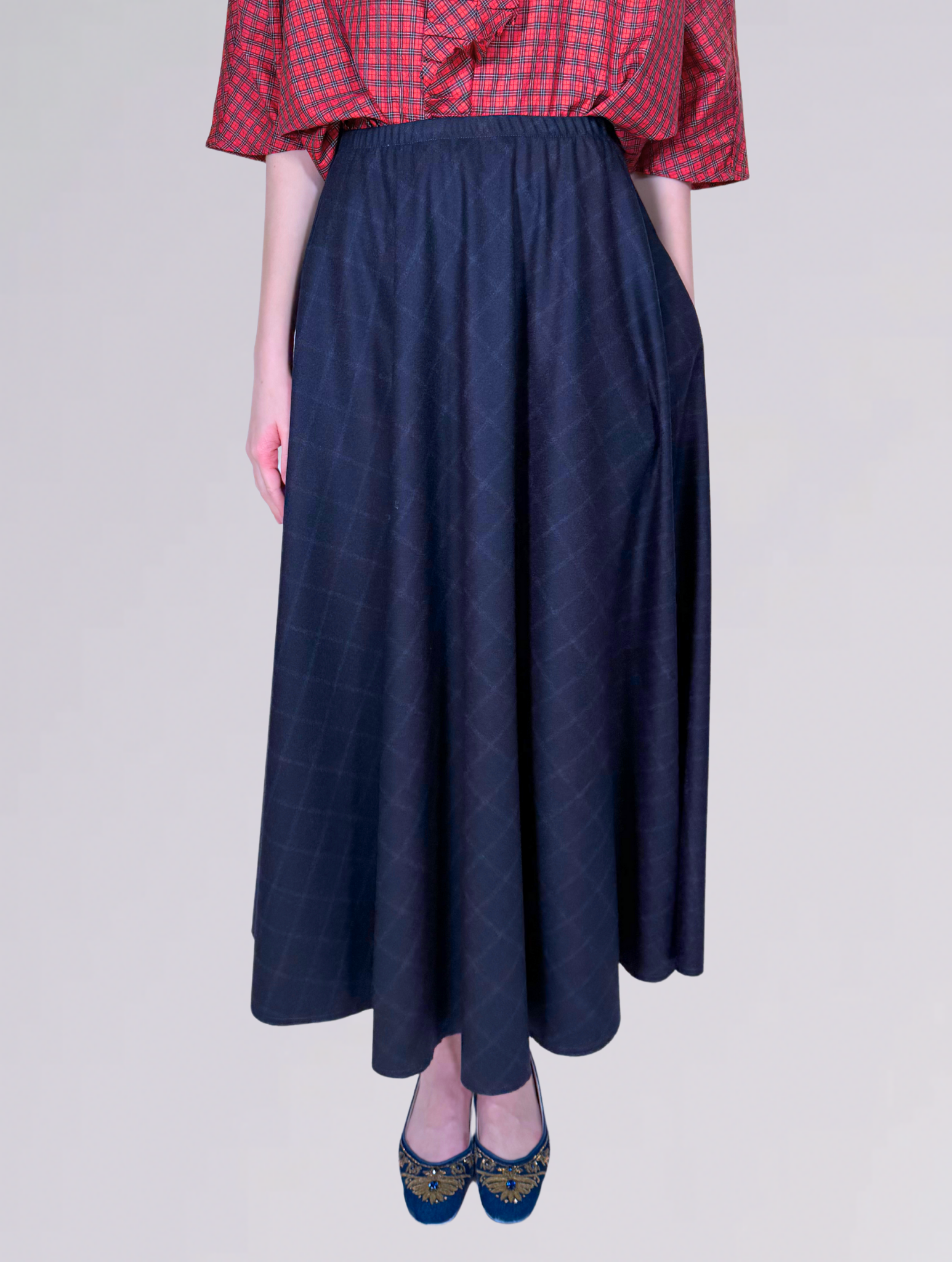 Gonna ampia G900QUADRI BLU BARBARA TANI