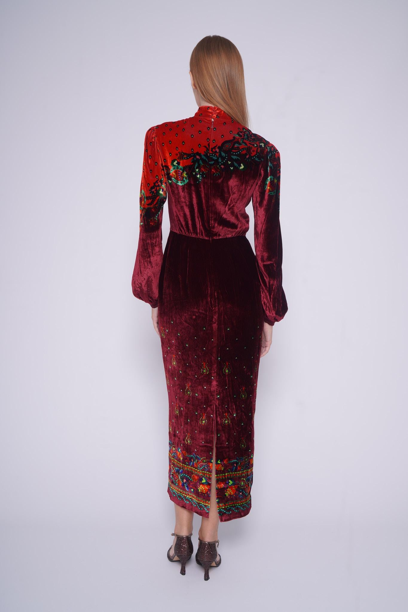 Abito in velluto DOMINO 10298VVELLUTO BORDEAUX saloni