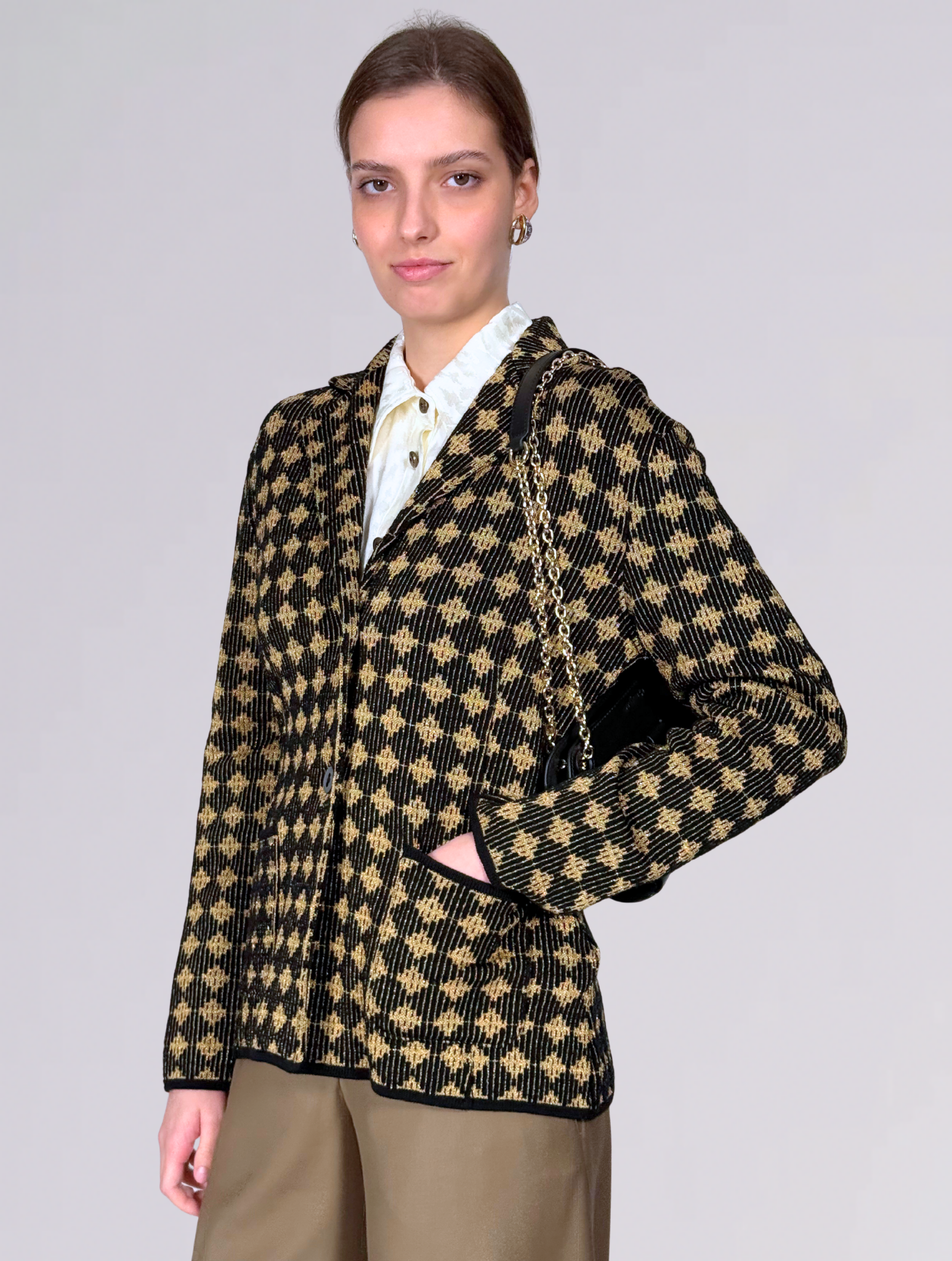 Blazer lurex KPICADO 314LANA MARRONE ORO siyu