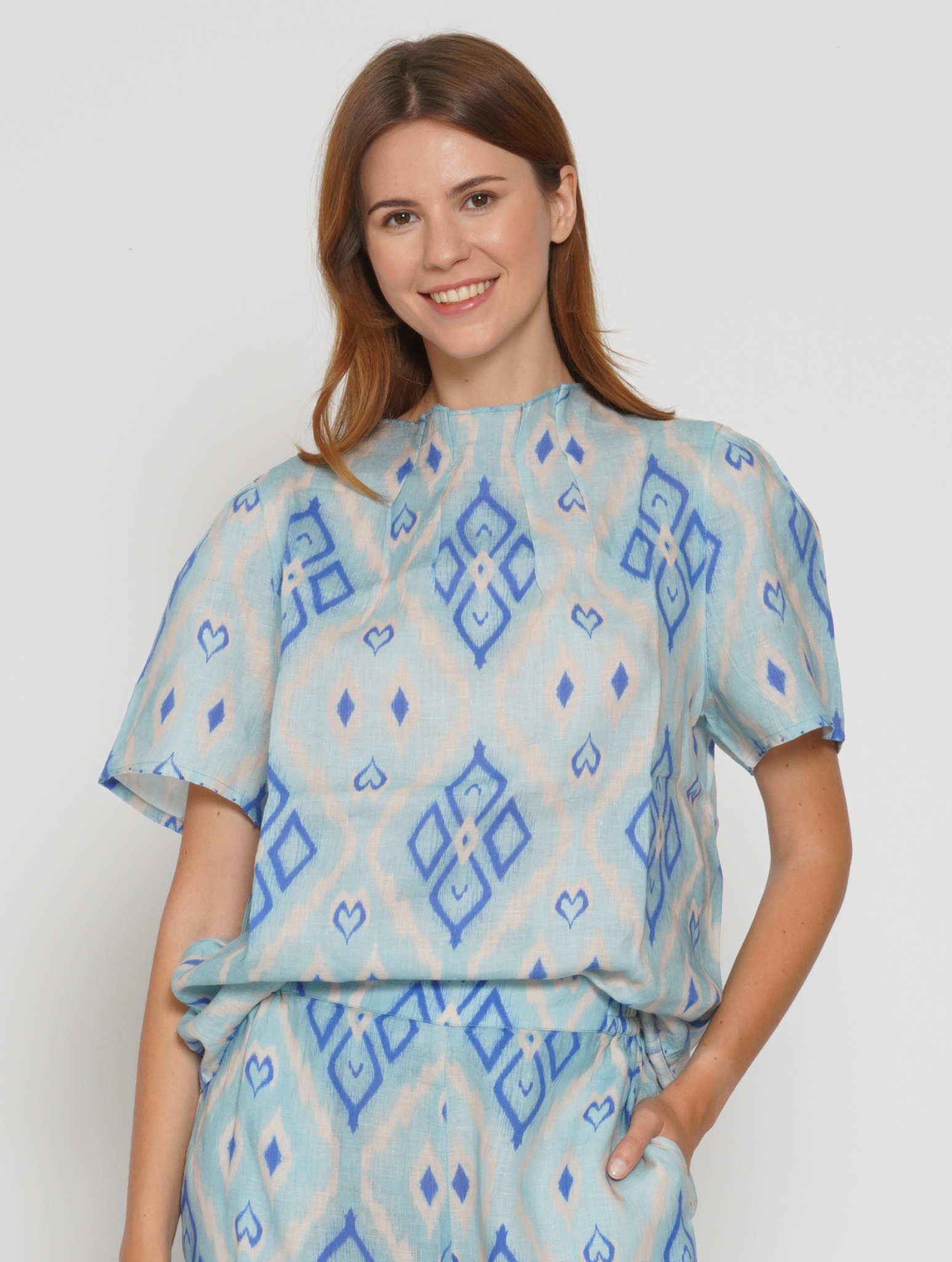 Blusa ikat azzurro