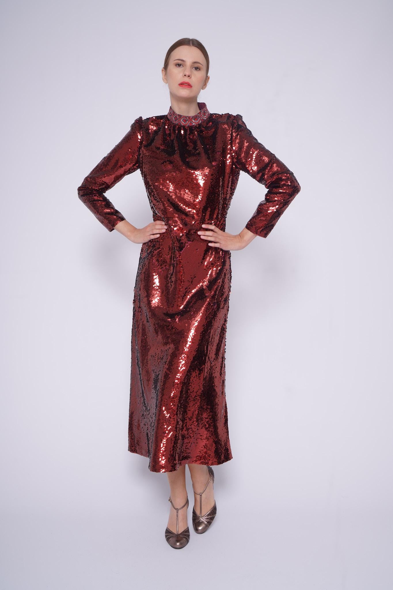 Abito in paillettes JENAPAILLETTES BORDEAUX saloni