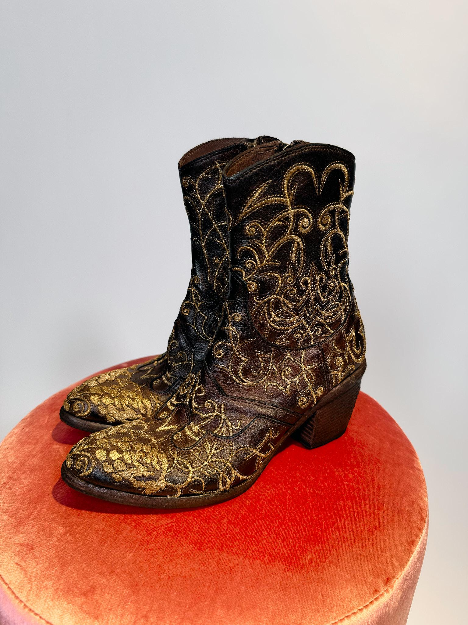 Stivali marroni con ricami oro 3917 IGNISRICAMI ORO MARRONE Fauzian Jeunesse